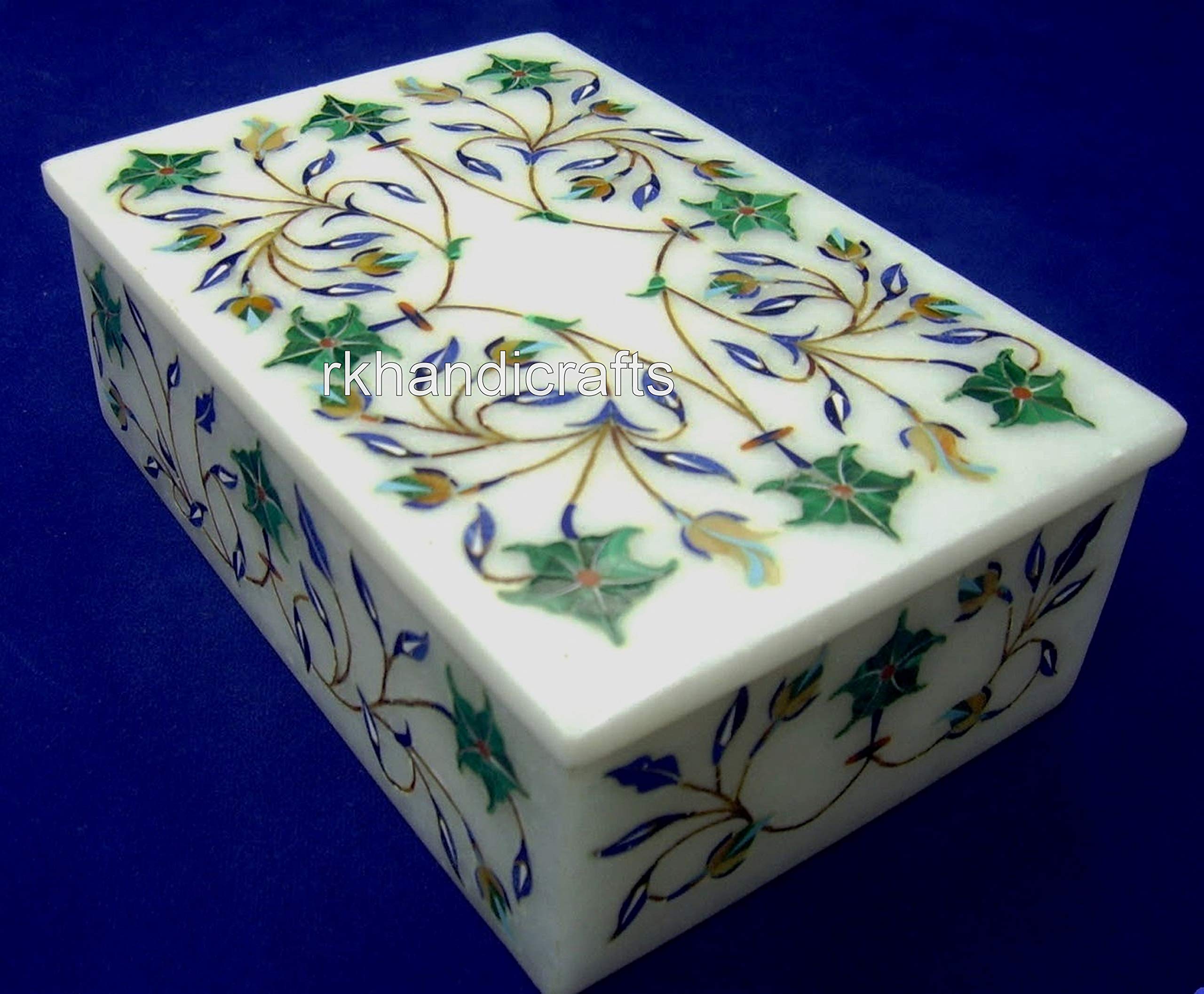 White Marble Trinket Box with Malachite Inlay - Perfect Jewelry Storage & Women's Gift
