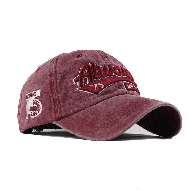 Always 75 Snapback Cotton Baseball Cap - Adjustable Unisex Dad Hat for Men & Women - Casual Sporty Style for Outdoor Activities, Running, Hiking, and Daily Wear