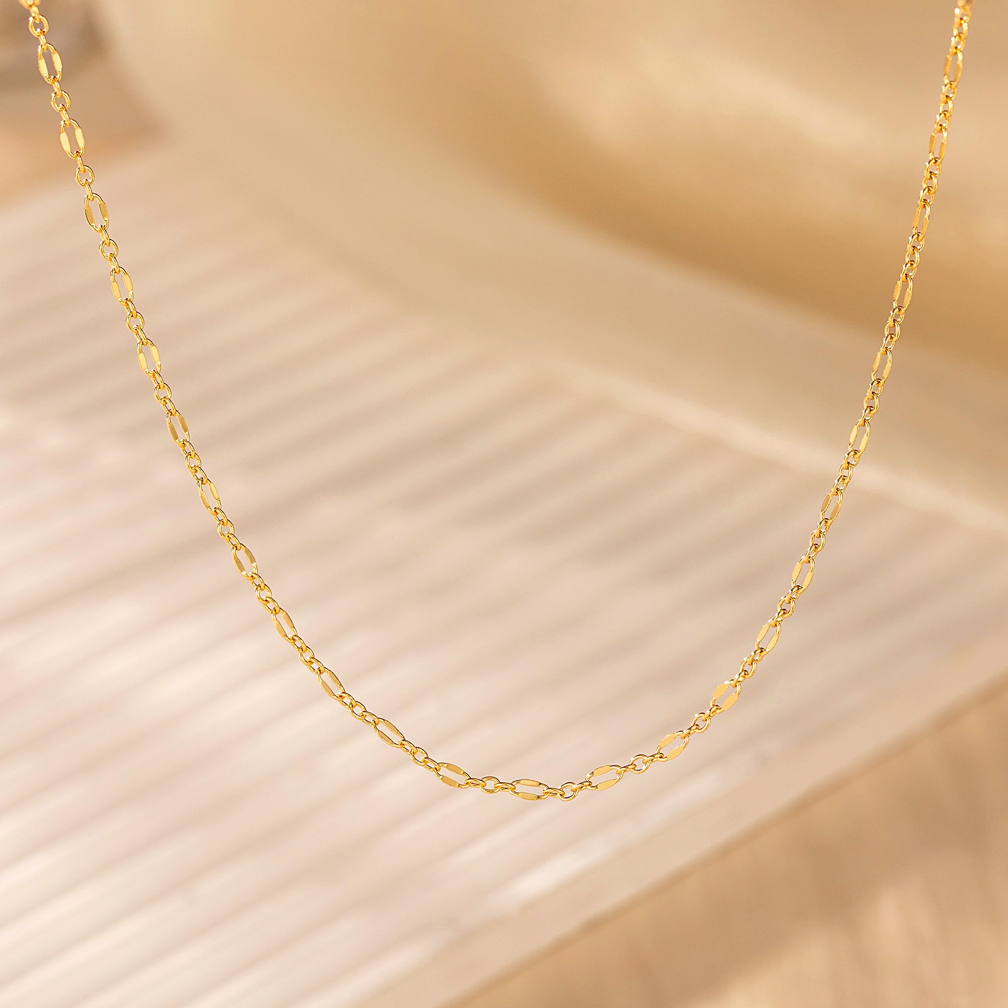 14K Gold Plated Herringbone Necklace for Women - Dainty Layered Snake Chain Choker, Trendy Chunky Stackable Gold Jewelry Gift for Her | Perfect for Everyday Wear, Date Nights & Special Occasions