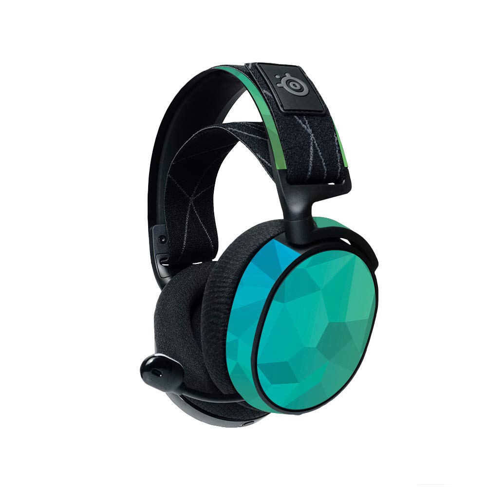 MightySkins Steelseries Arctis 7 Gaming Headset Skin (2019) - Blue Green Polygon Design | Protective Vinyl Decal Cover | Durable & Easy to Apply | Made in USA | Perfect for Gaming, Streaming & Customizing Your Headset