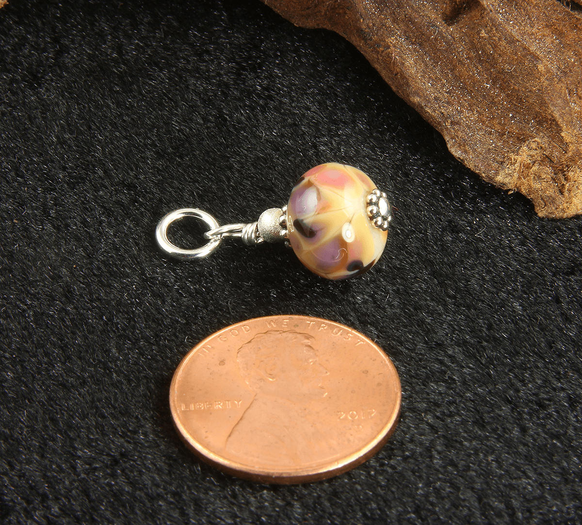 Handmade Yellow Marble Lampwork Glass Charms with Sterling Silver for Jewelry Making - Perfect for DIY Bracelets, Necklaces & Earrings