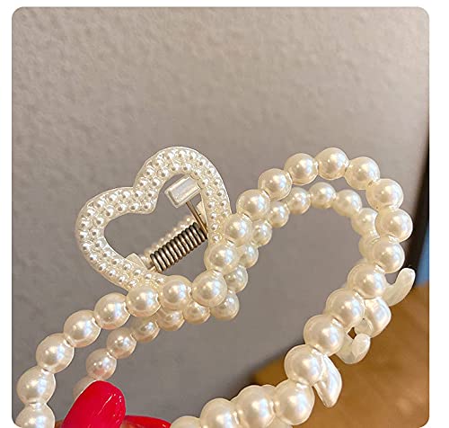 Champagne Pearl Hair Claw Clips for Women - Medium Size Non-Slip Retro Barrettes, Decorative Hair Accessories & Styling Tools (Rectangle) - Perfect for Weddings, Parties, and Everyday Elegant Hairstyles