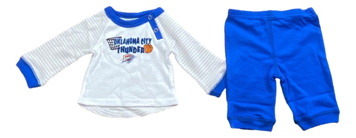 Oklahoma City Thunder Baby Two-Piece Outfit Set - Cute NBA Basketball Team Pajamas for Infants & Toddlers - Perfect for Game Day, Family Photos & Playtime