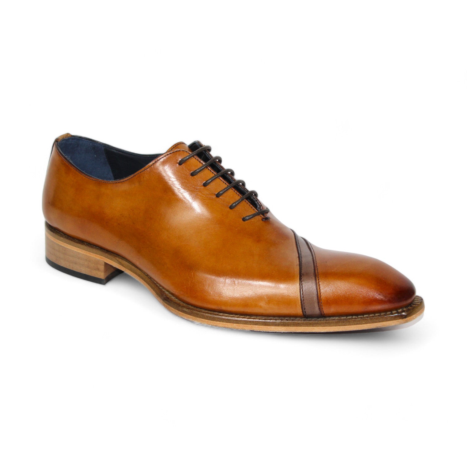 Duca Di Matiste Torre Cognac Brown Leather Dress Shoes for Men - Formal Business & Wedding Occasions