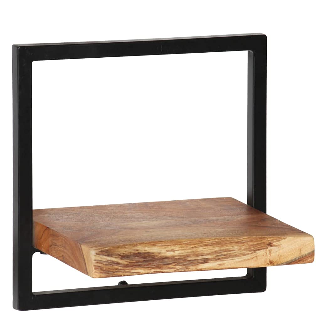 5-Piece Wall Shelf Set - Solid Acacia Wood & Steel Floating Shelves - Perfect for Living Room, Bedroom, Kitchen Storage & Display Decor