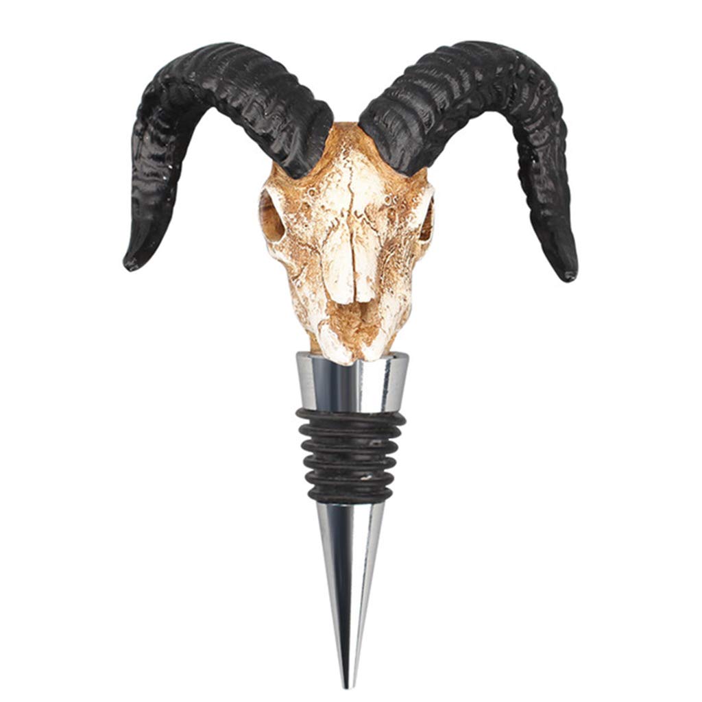 LEJIA Animal Skull Wine Bottle Stopper - Buffalo & Antelope Design Champagne Cork Sealer Plug - Perfect for Wine Lovers, Home Bars & Party Decorations