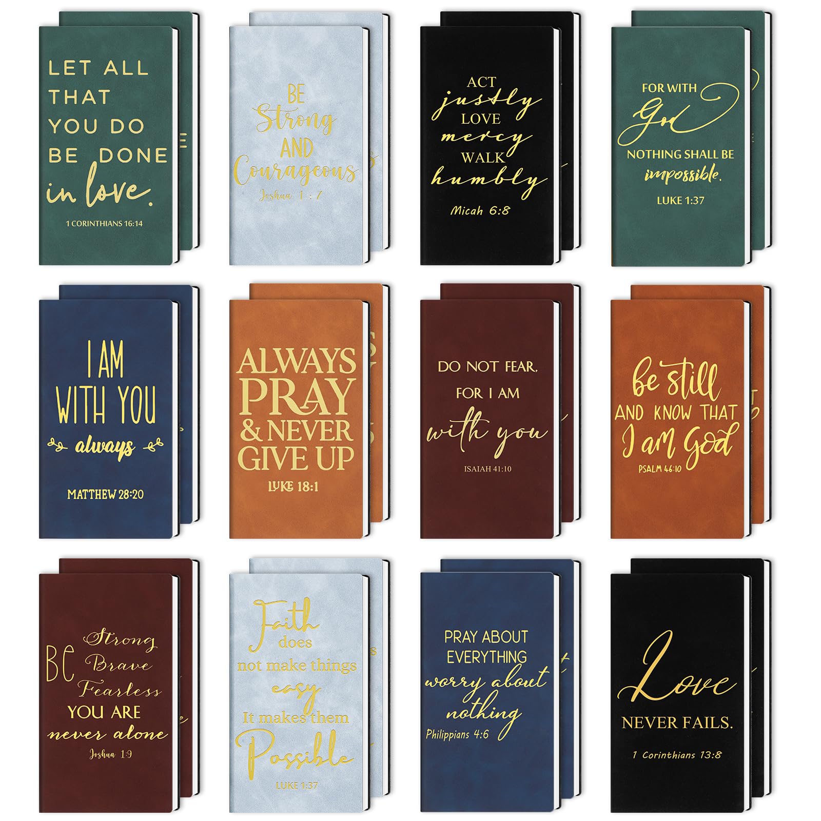 24 Pcs Christian Prayer Journals - Leather Bible Verse Notebooks for Men & Teachers | Church Gifts for Christmas & Worship