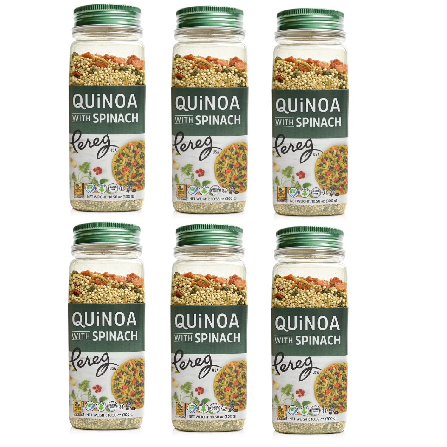 Organic Quinoa Spinach Mix - 10.58 Oz (6-Pack) | Gluten-Free, Vegan, Non-GMO, Kosher Certified Superfood | High Protein Whole Grain for Weight Loss | Perfect for Healthy Side Dishes, Quick Meals & Meal Prep