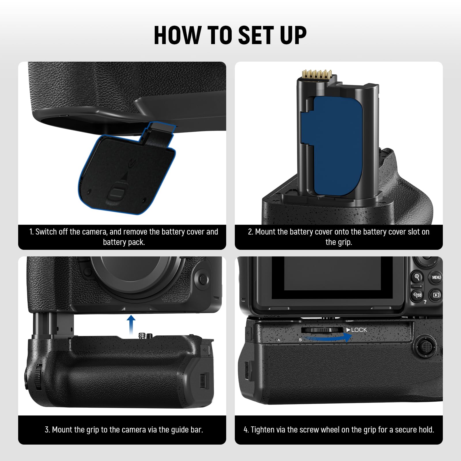NEEWER MB-N12 Vertical Battery Grip for Nikon Z8 Camera | Hot Swappable Dual EN-EL15c Battery Holder | 1/4