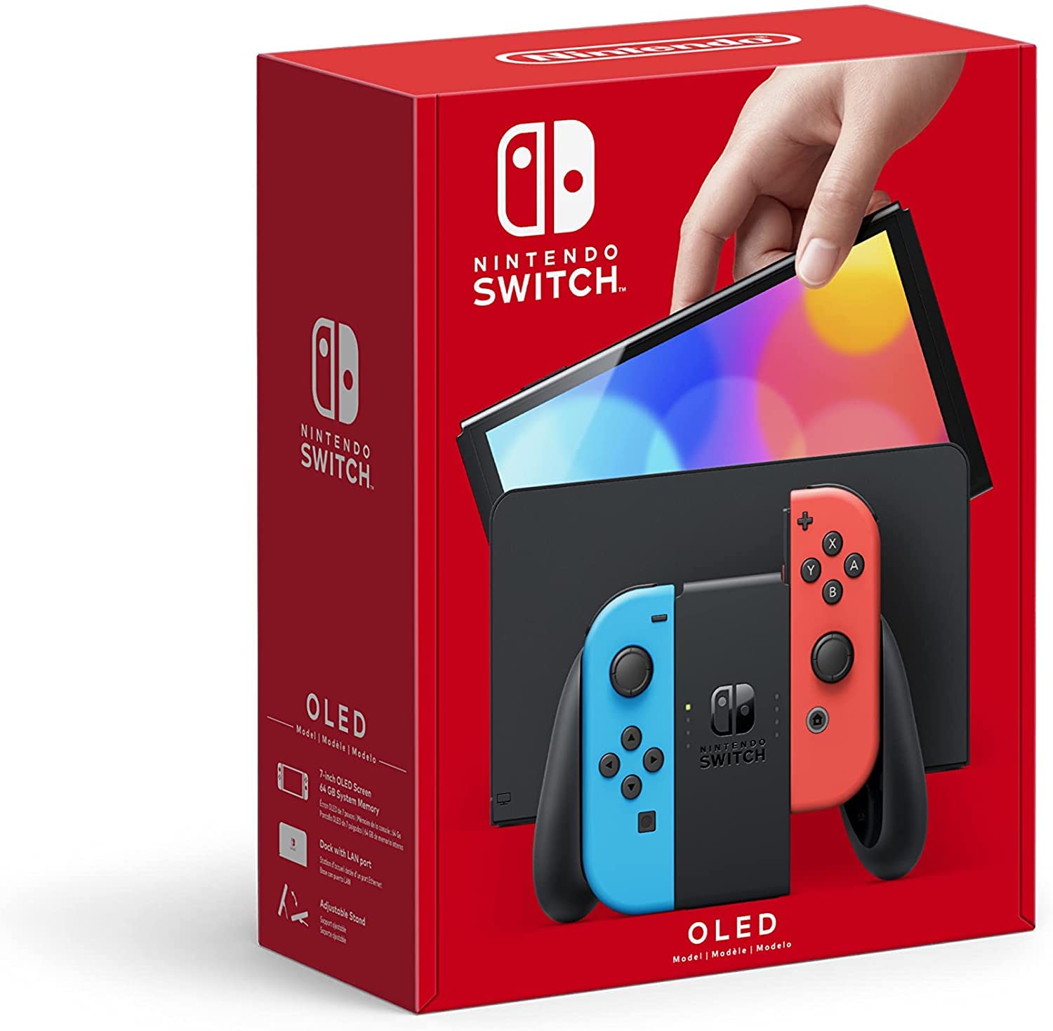 Nintendo Switch OLED Model with Neon Red & Neon Blue Joy-Con - Region-Free Japanese Version - Perfect for Gaming, Travel & Family Entertainment