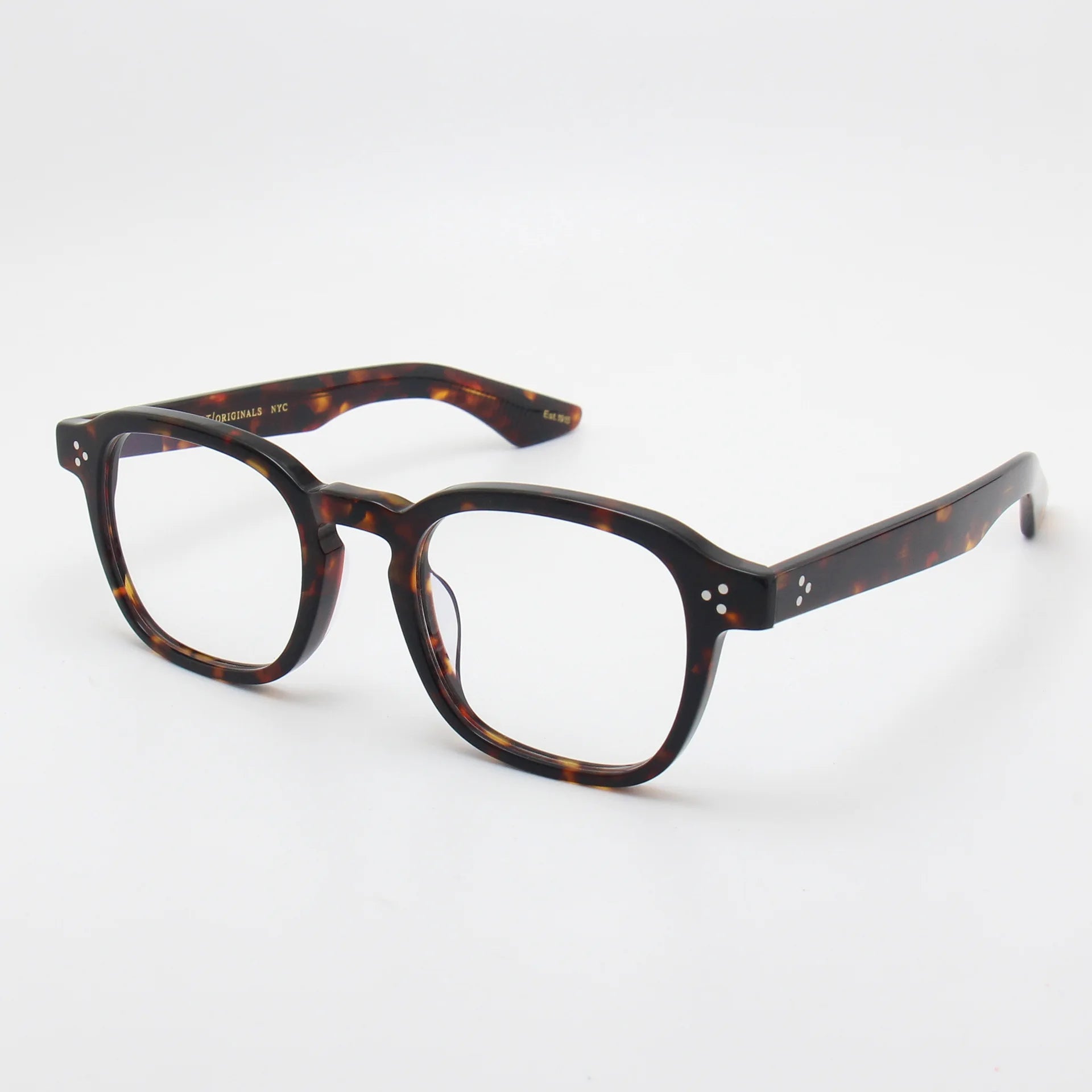 Black Unisex Square Acetate Eyeglasses with Full Rim & Thick Temples - Stylish & Durable for Work, Reading & Everyday Wear
