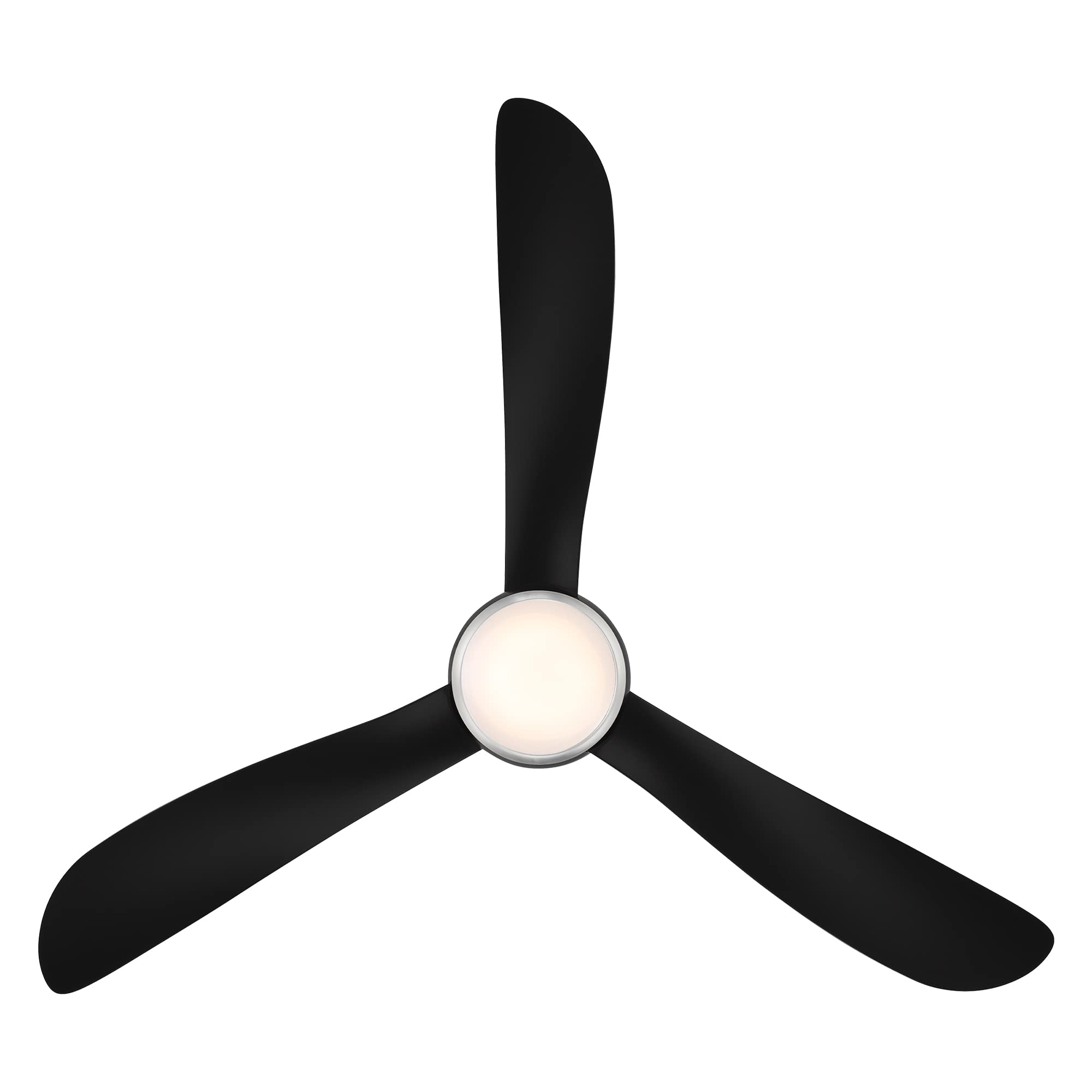 Corona Smart 52-Inch 3-Blade Flush Mount Ceiling Fan with LED Light Kit, Brushed Nickel Black, 3500K, Remote Control, Alexa, iOS & Android App Compatible for Living Room, Bedroom, and Patio