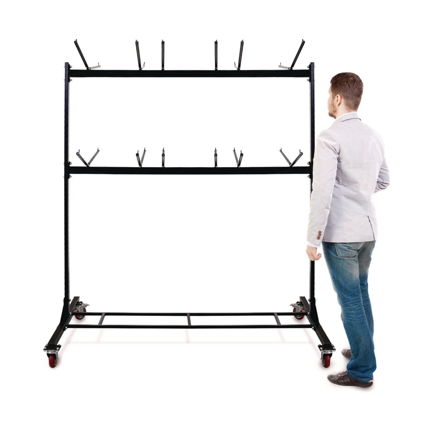 AdirOffice Heavy Duty Steel Folding Chair with Two Tier Utility Cart - 1000 lb Capacity, 33