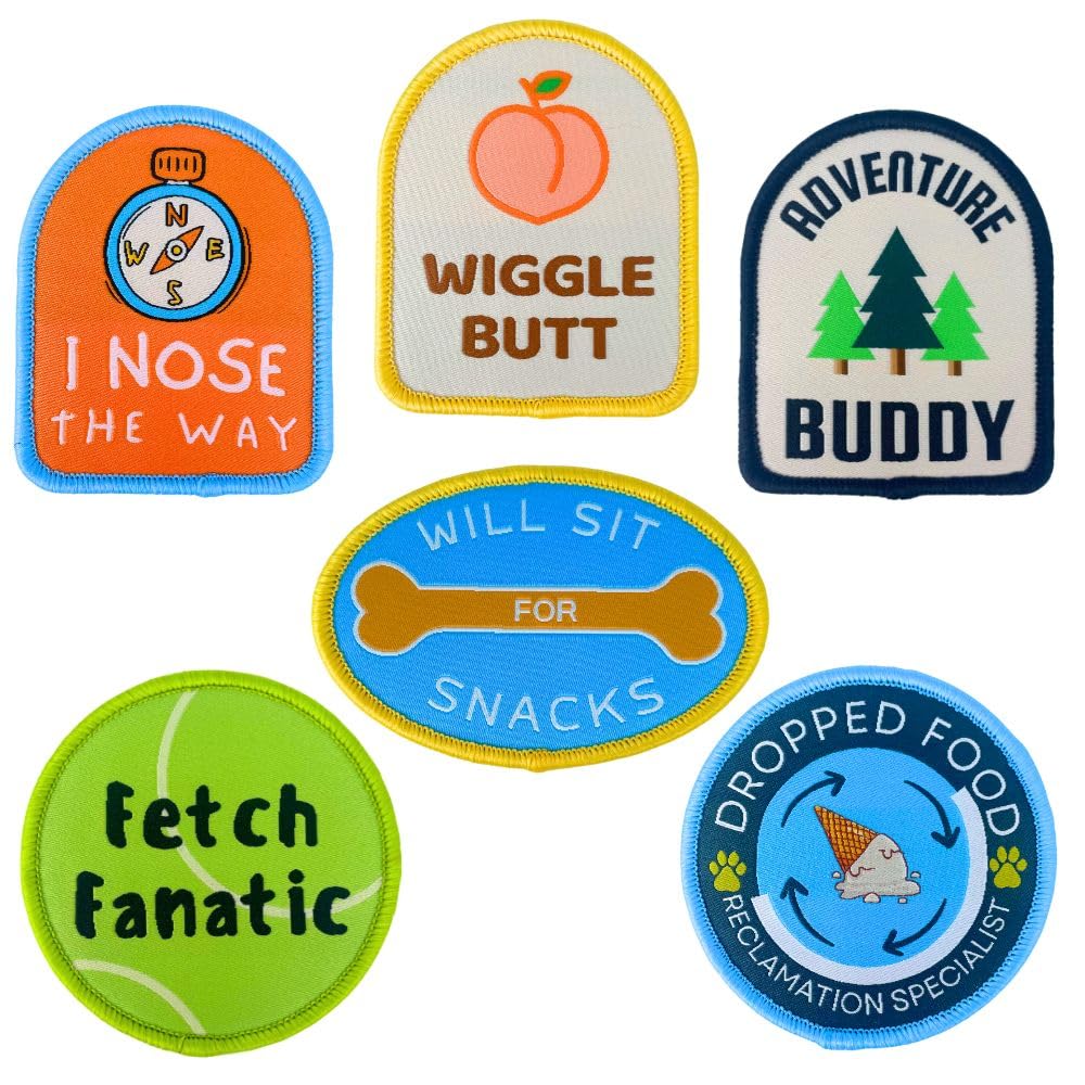 YJ PREMIUMS 6PC Dog Harness Patches - Funny Cute Embroidery Patches for Tactical Vests, Collars & Training | Removable Hoop & Loop Service Dog Accessories - Perfect for Working Dogs, Pet Training & Outdoor Adventures