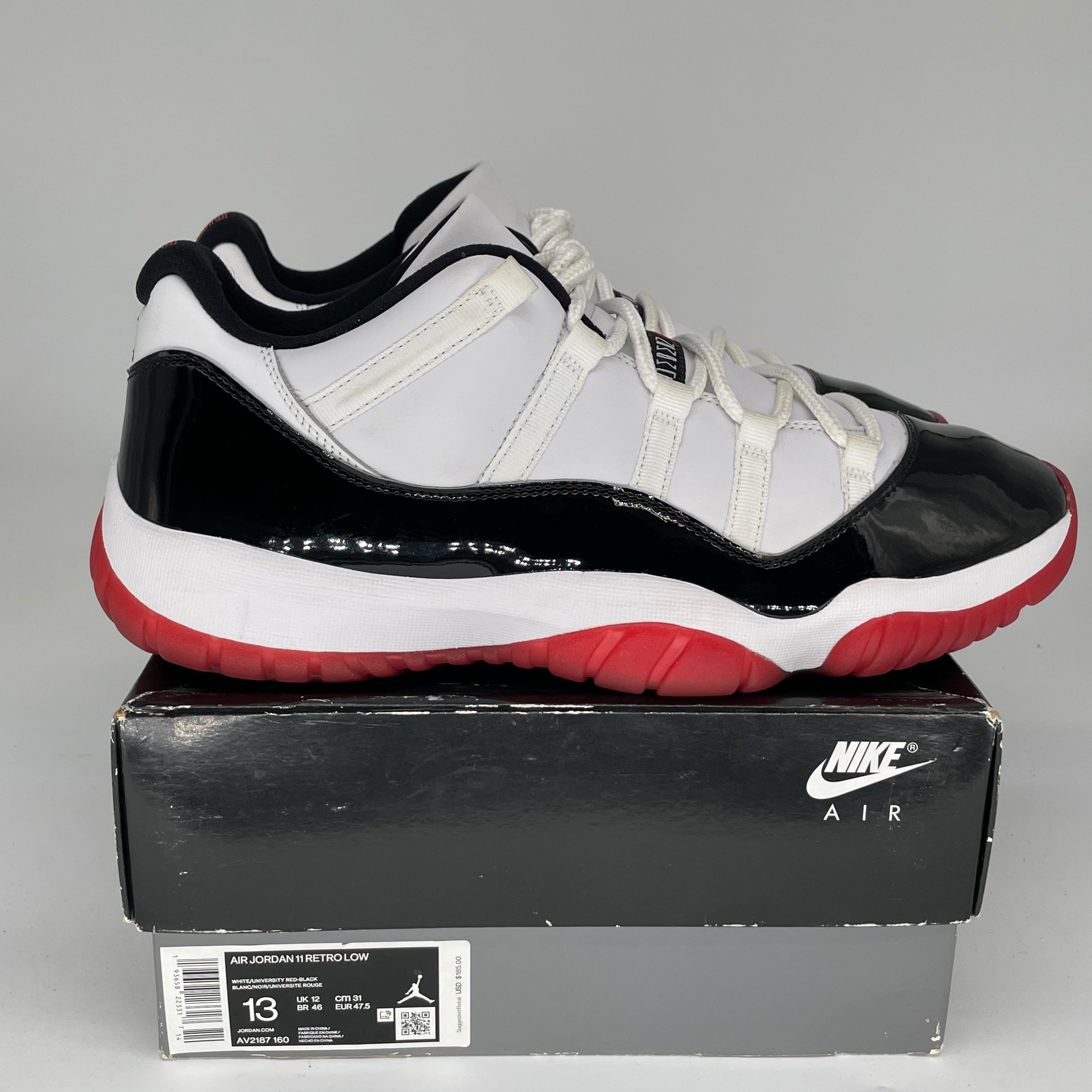 AIR JORDAN 11 LOW CONCORD BRED Men's Basketball Shoes Size 13 - AV2187-160 | Retro Sneakers for Casual Wear & Street Style