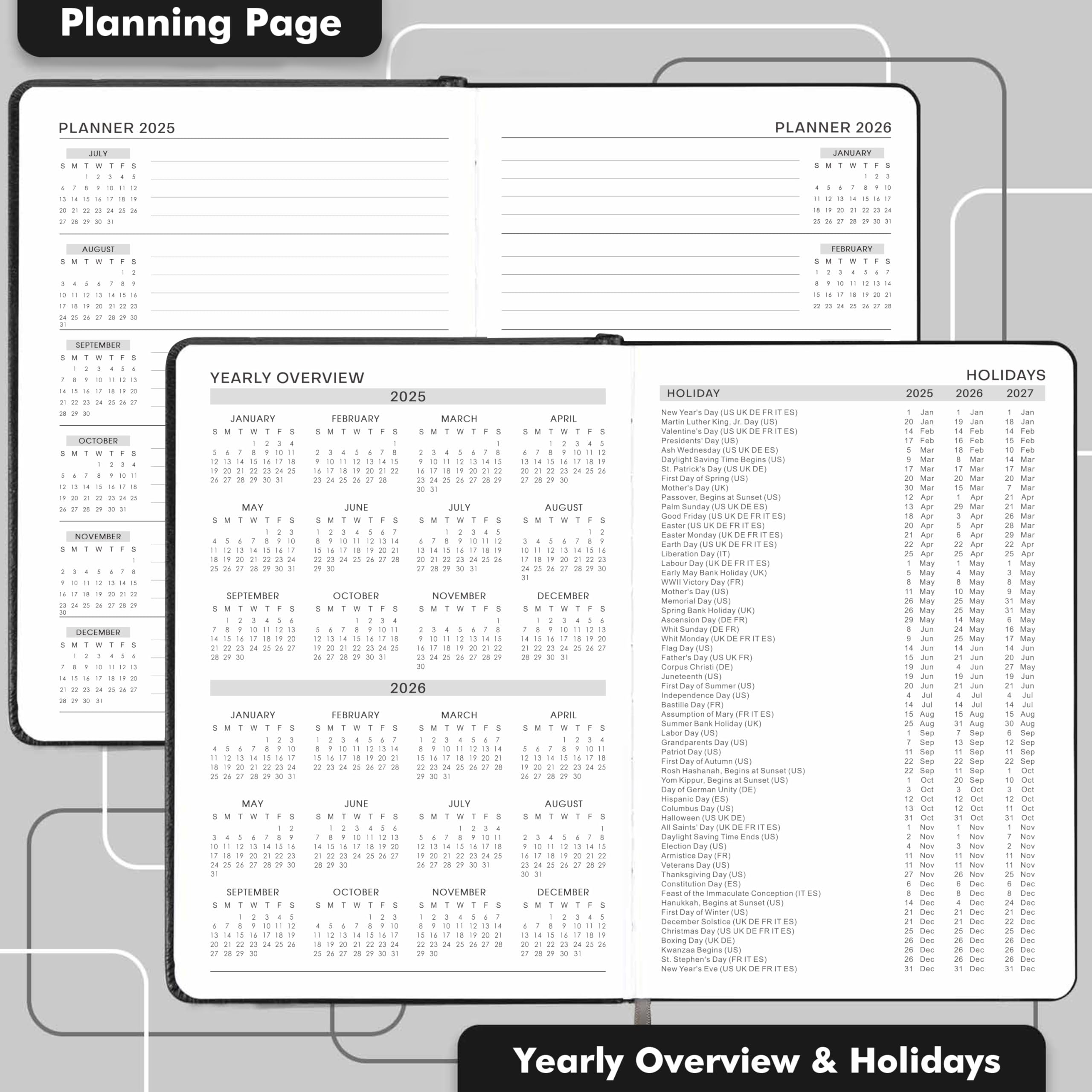 2025-2026 Daily Planner & Appointment Book - July 2025 to June 2026 Academic Year with Tabs, Pen Loop, Bookmarks & Inner Pocket - 5.75