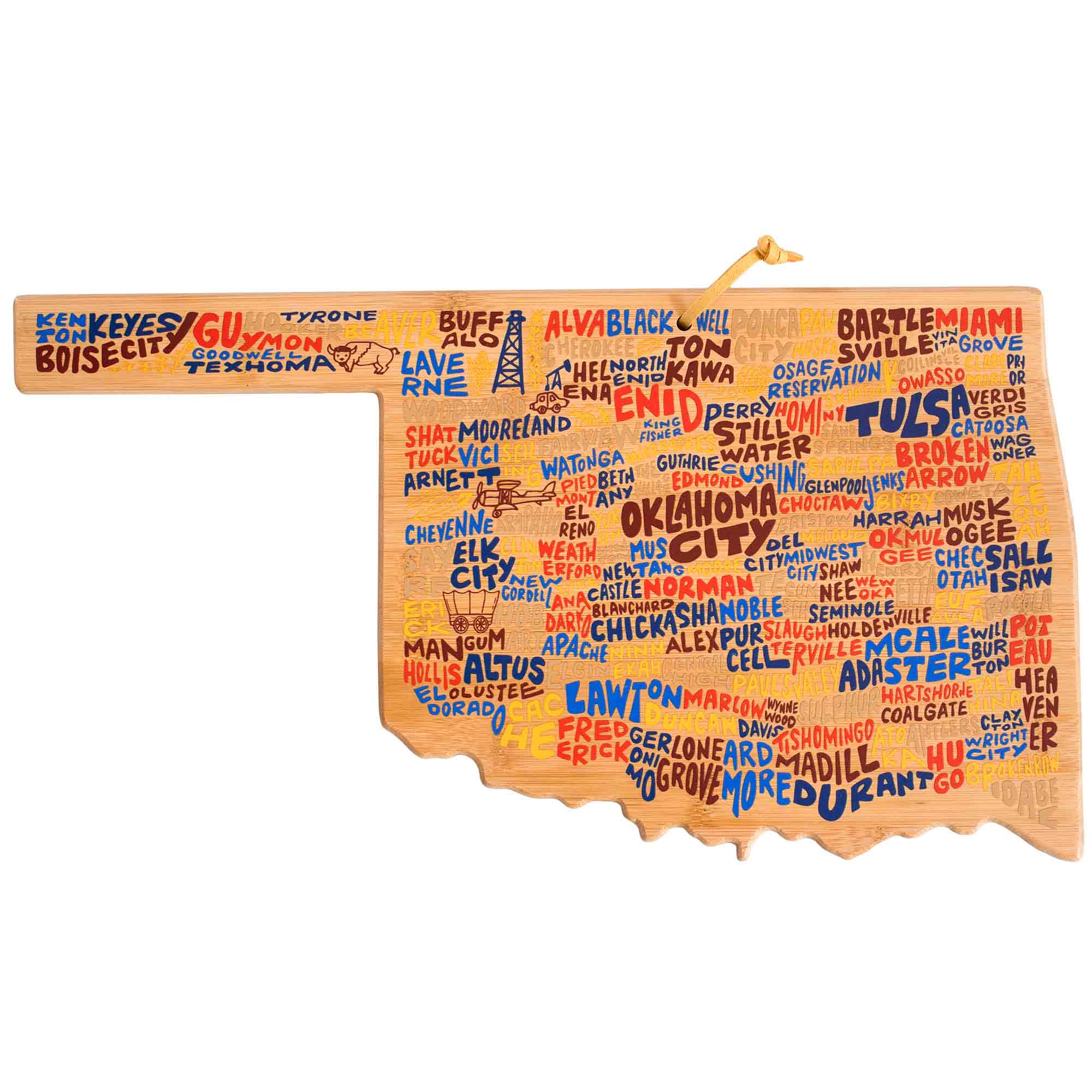 Premium Oklahoma-Themed Wooden Cutting Board with Artistic Engraving by Wander on Words™ - Perfect for Kitchen Decor, Gift Giving, and Home Use