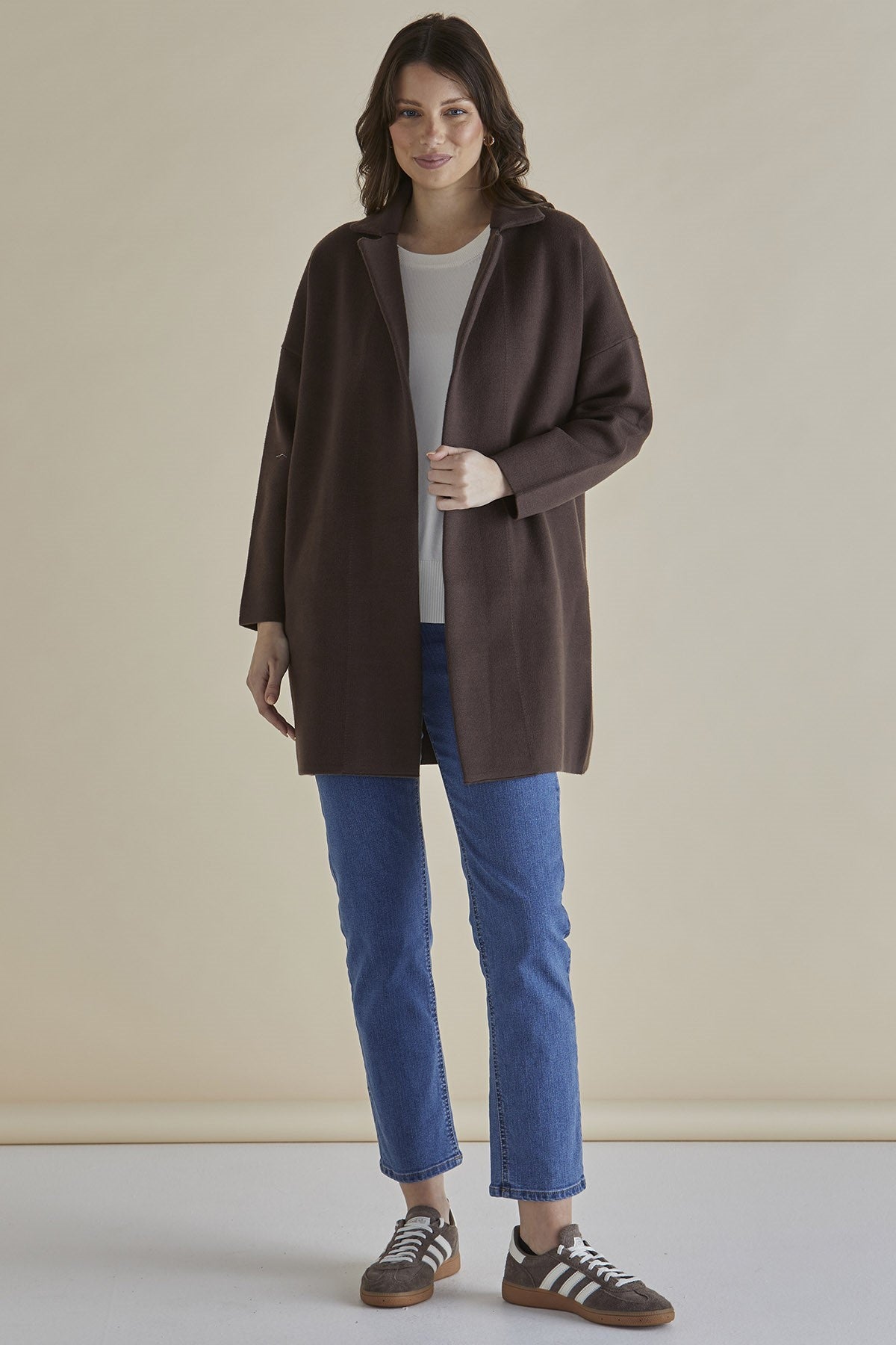 Betty Basics Bristol Coatigan - Women's Brown Knit Cardigan Sweater for Fall & Winter | Cozy Layering for Work, Travel & Casual Outings
