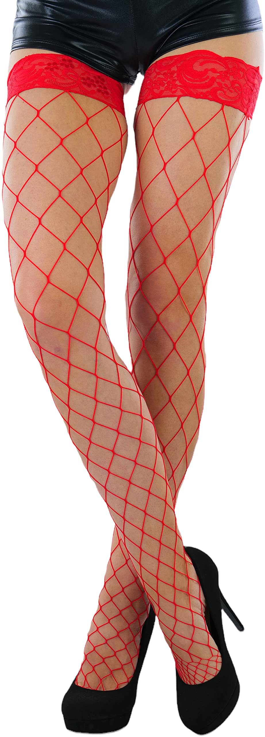 ToBeInStyle Women's Bright & Vibrant Fishnet Thigh High Stockings - Sexy Fashion Tights for Parties, Cosplay & Night Out