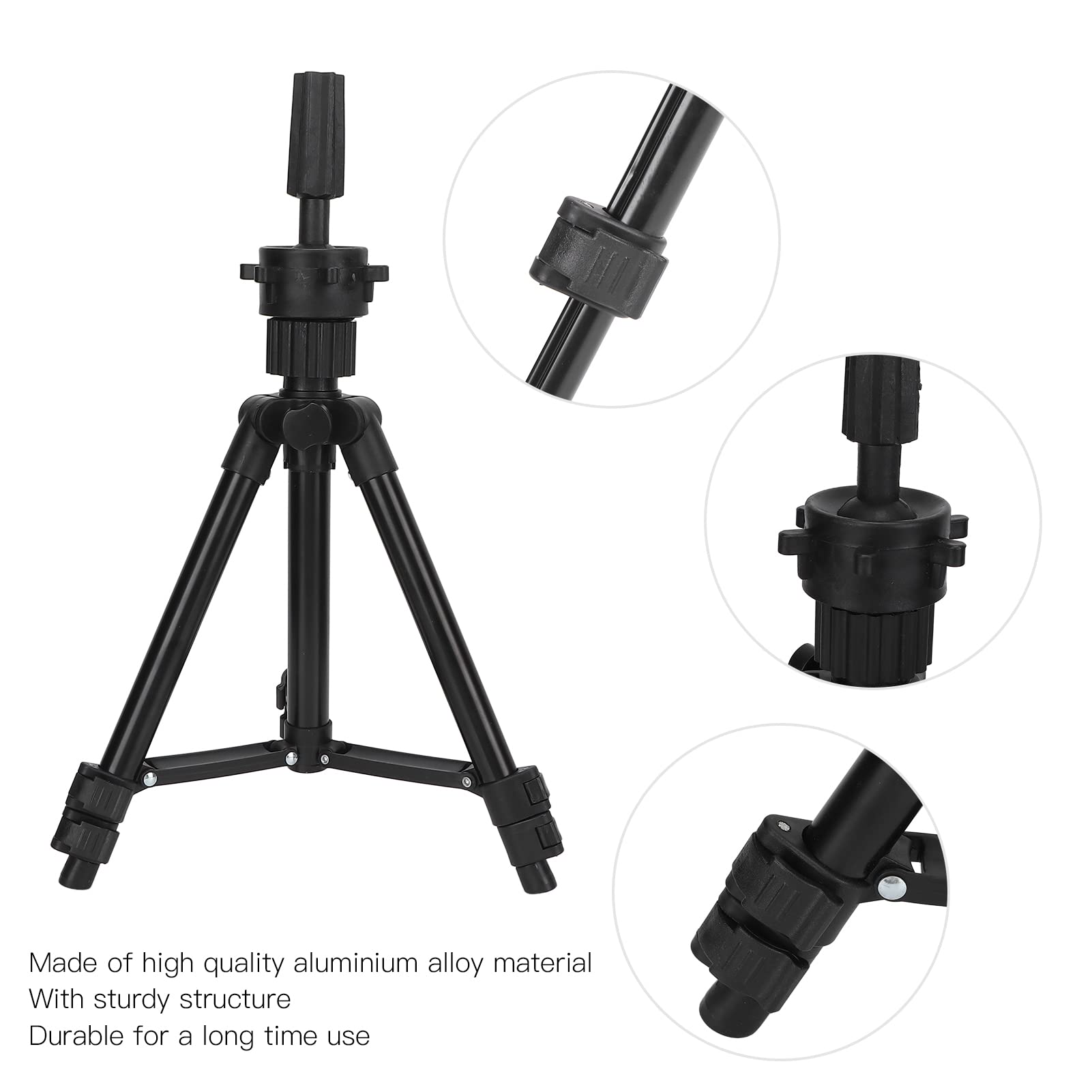 Adjustable Aluminum Alloy Wig Stand Tripod - 10-24 Inch Mini Hairdressing Head Holder for Styling, Training & Display - Perfect for Salon Practice, Cosmetology School & Home Hairdressing