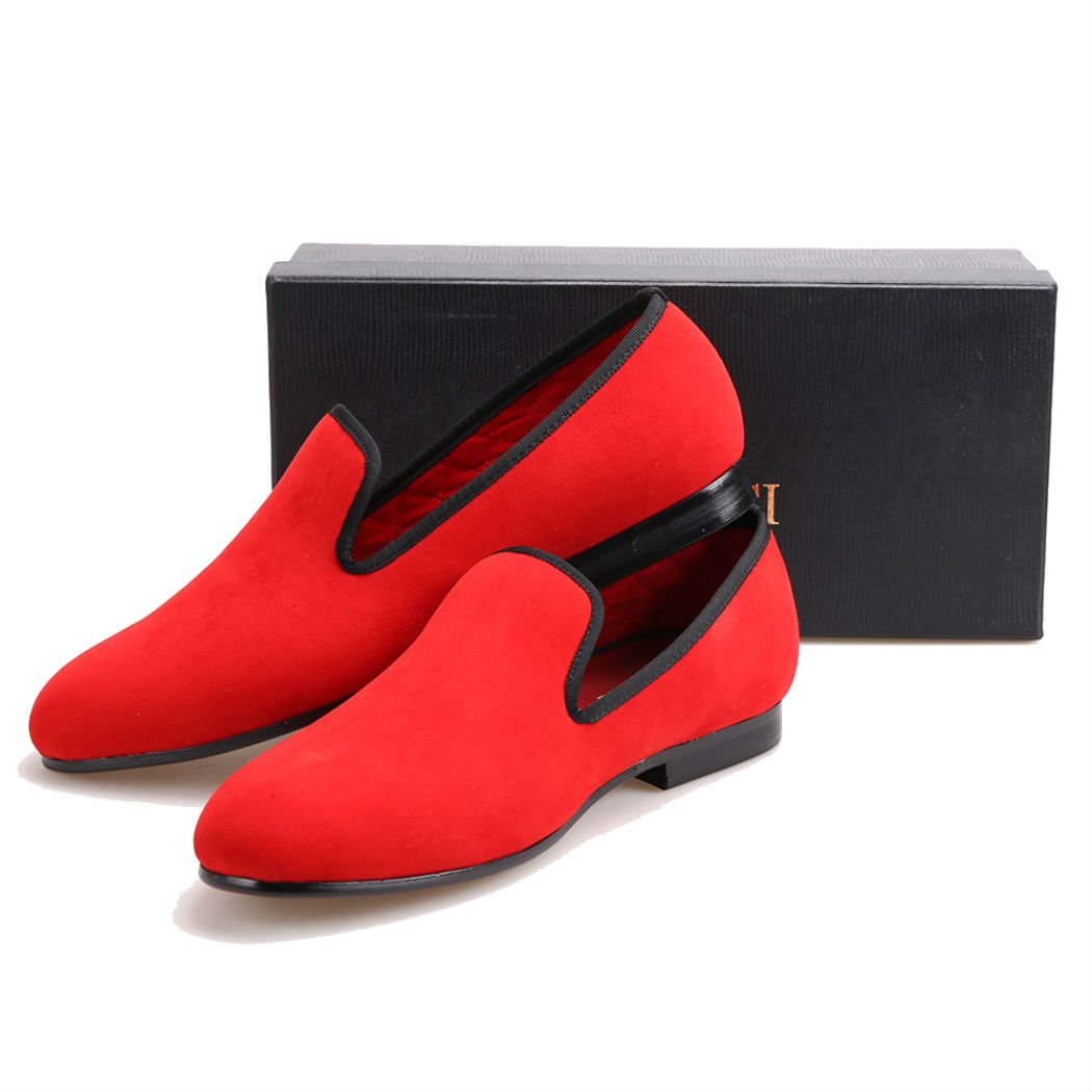FERUCCI Custom Red Velvet Loafers for Men & Women - Soft & Comfortable House Slippers - Perfect for Home, Office & Travel Use