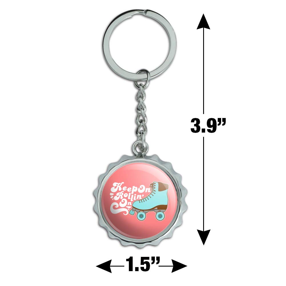 Roller Skates Derby Keychain - Chrome Plated Metal Bottle Opener with Pop Cap - Perfect for Skaters, Beer Lovers & Gift Giving