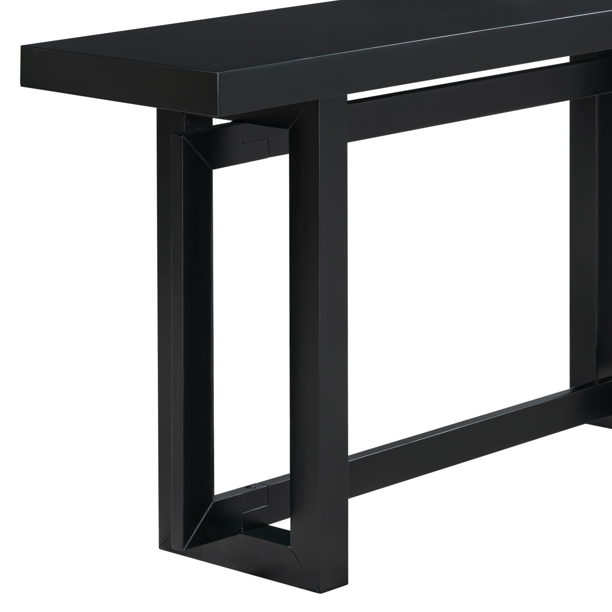 JULYFOX 59 Inch Long Sofa Console Table - Solid Hardwood Entryway Table, Modern Black Hallway Table with Industrial Minimalist Design - Perfect for Living Room, Bedroom, or Entryway Decor (Black)