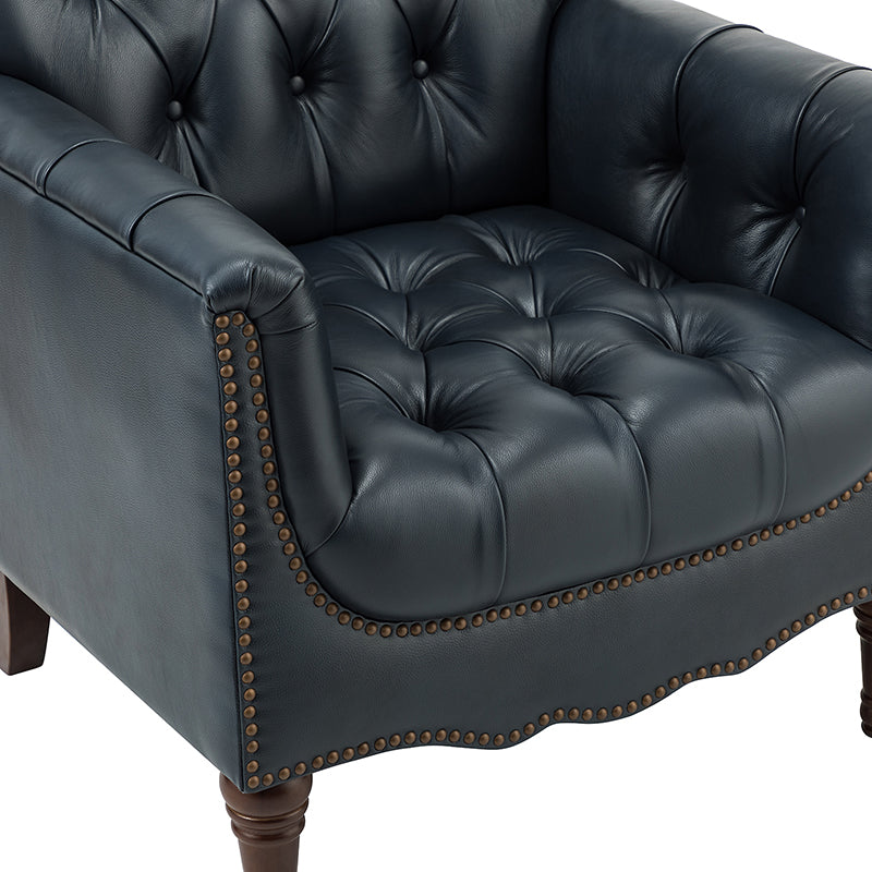 Premium Genuine Leather Armchair - Handcrafted Modern Lounge Chair for Living Room, Office & Study - Brown Leather Recliner with Solid Wood Frame - Perfect for Home Decor & Relaxation