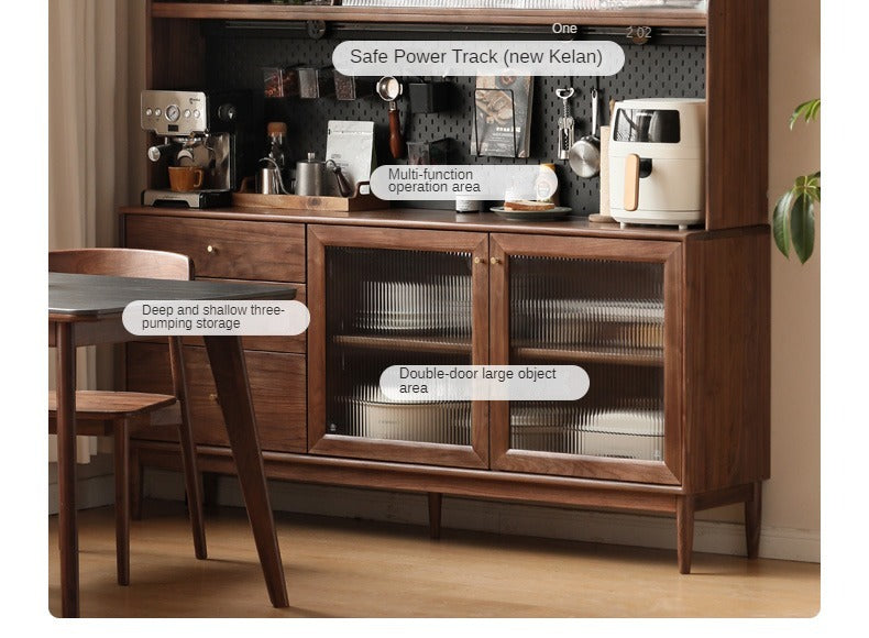 Solid Black Walnut Wood Sideboard Buffet Cabinet - Elegant Dining Room Storage for China, Linens & Entertaining Essentials