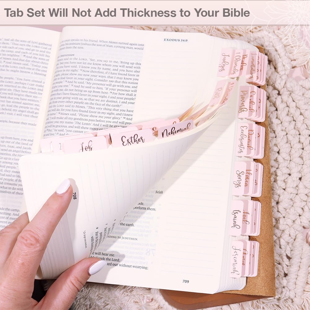 Rose Gold Bible Tabs - 90 Durable Laminated Tabs for Study & Journaling