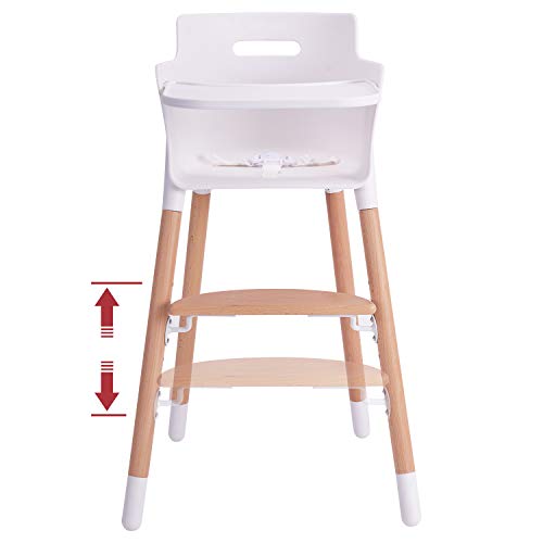 Tiny Dreny 3-in-1 Adjustable Wooden Baby High Chair with Removable Tray & Footrest - Convertible Toddler Feeding Chair for Infants 6-36 Months - Perfect for Dining, Weaning & Family Mealtime