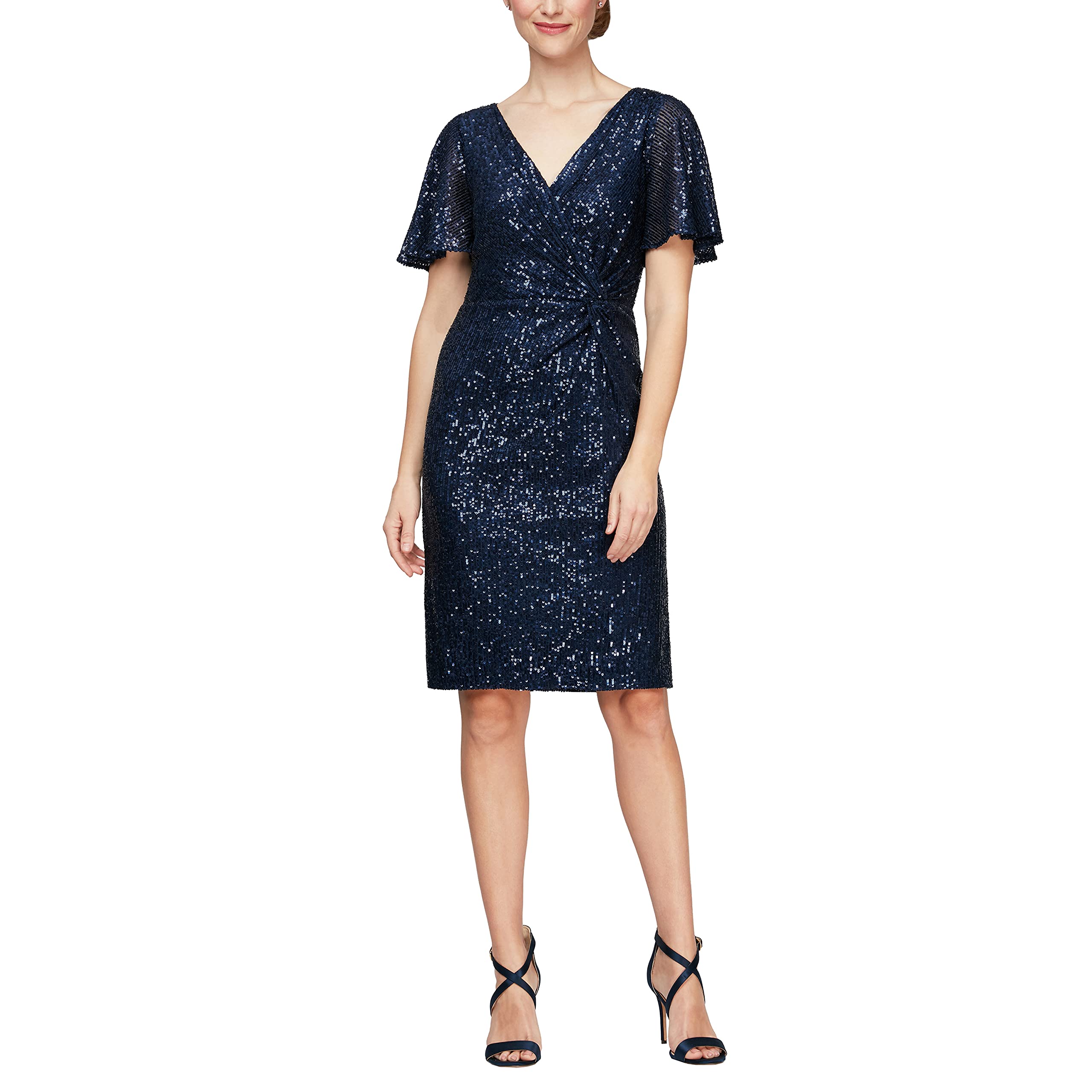 Alex Evenings Women's Short Twist Front Cocktail Dress - Elegant Party Wear for Evening Events, Weddings & Special Occasions
