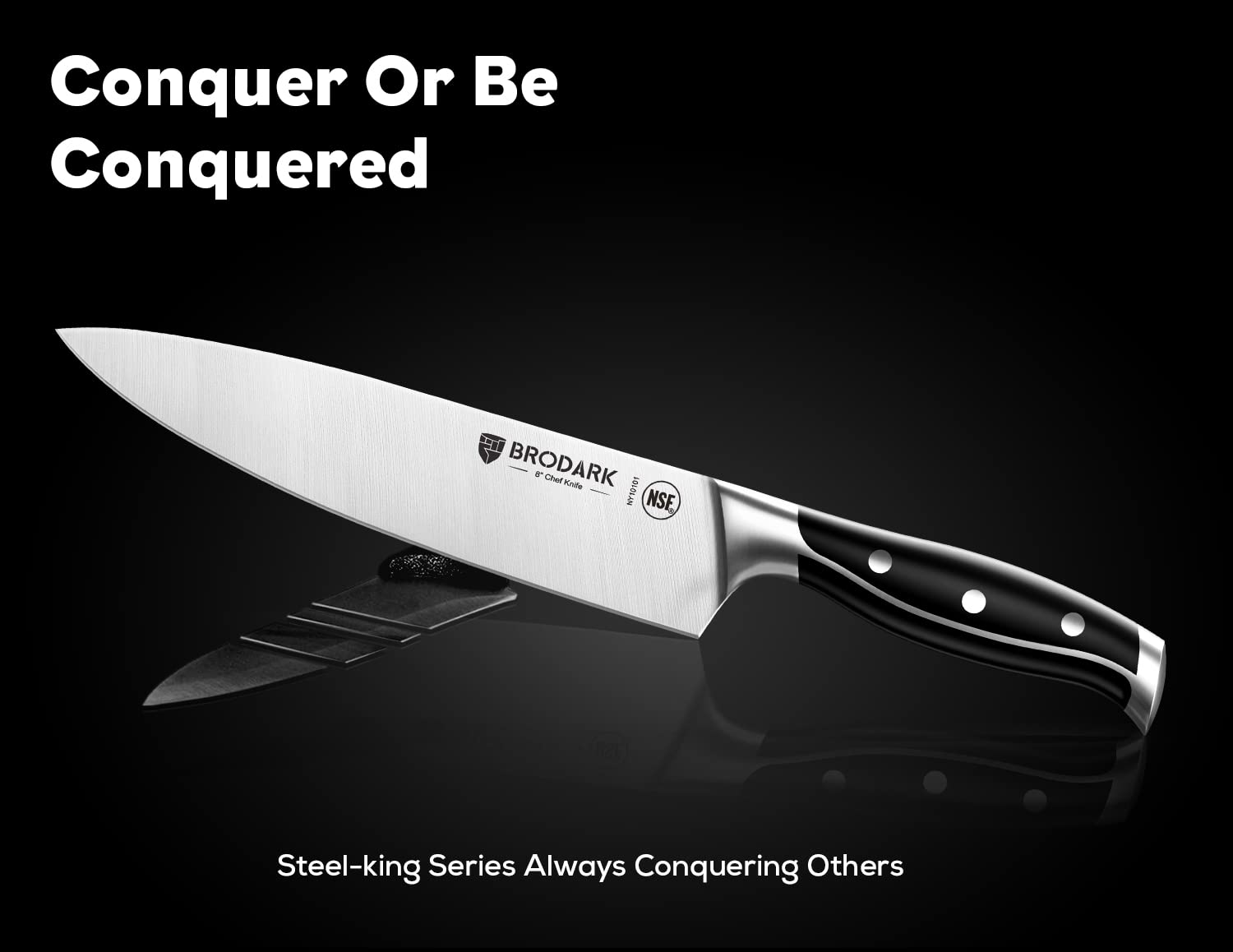 15-Piece Professional Chef Knife Set with Block - Full Tang German Stainless Steel Kitchen Knives with Built-in Sharpener | Steel-King Series for Home Cooking & Restaurant Use