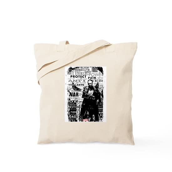 Punisher Skull Typography Tote Bag - Natural Canvas Reusable Shopping Bag for Groceries, Beach & Everyday Use