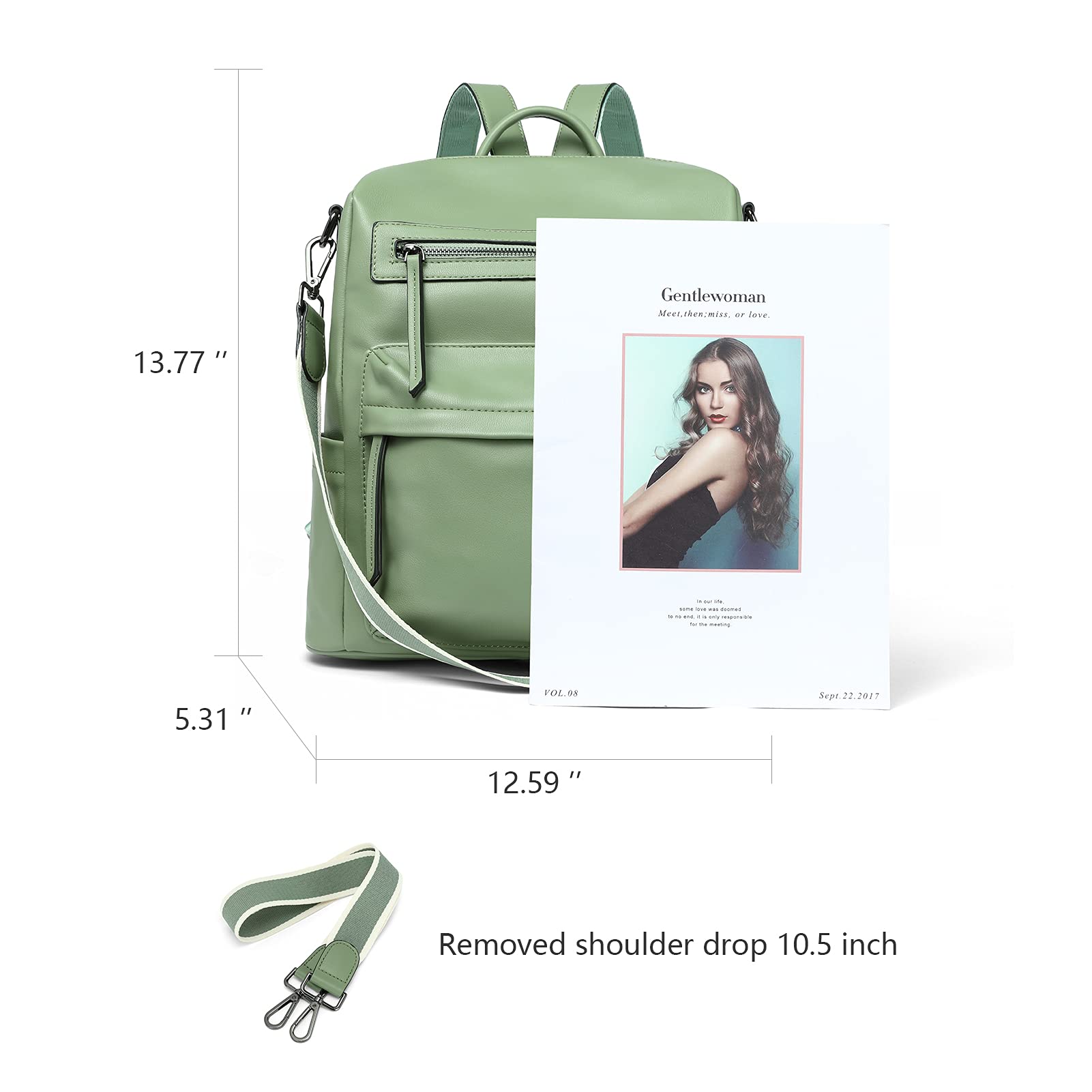 Stylish BROMEN Leather Backpack Purse for Women - Fashionable Designer Shoulder Bag with Large Capacity, Perfect for Travel, Work & Daily Commute