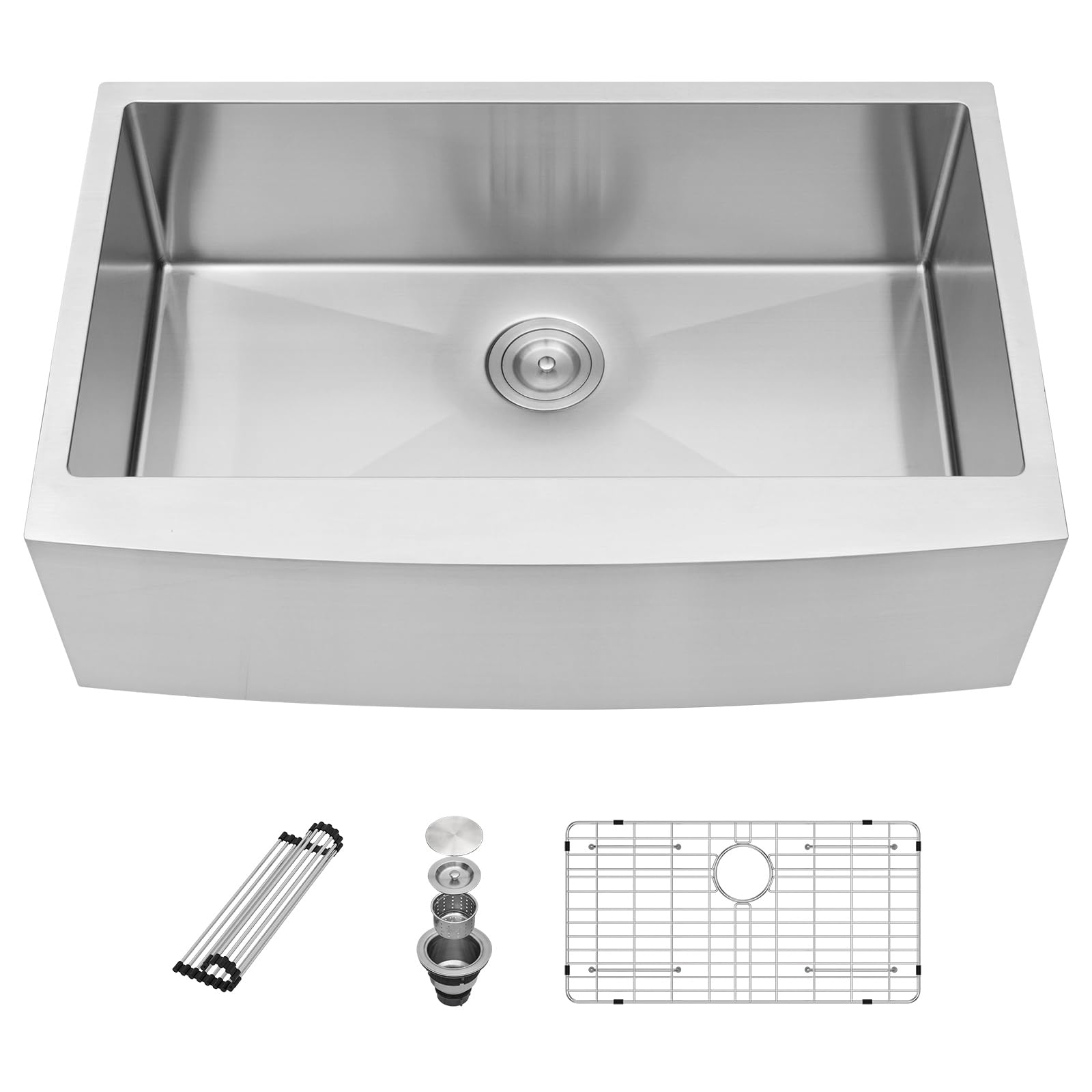 36x21 Inch Stainless Steel Farmhouse Kitchen Sink - 16 Gauge Apron Front Single Bowl Sink with Round Corners | Perfect for Rustic Farmhouse, Modern Farmhouse, and Country Style Kitchens