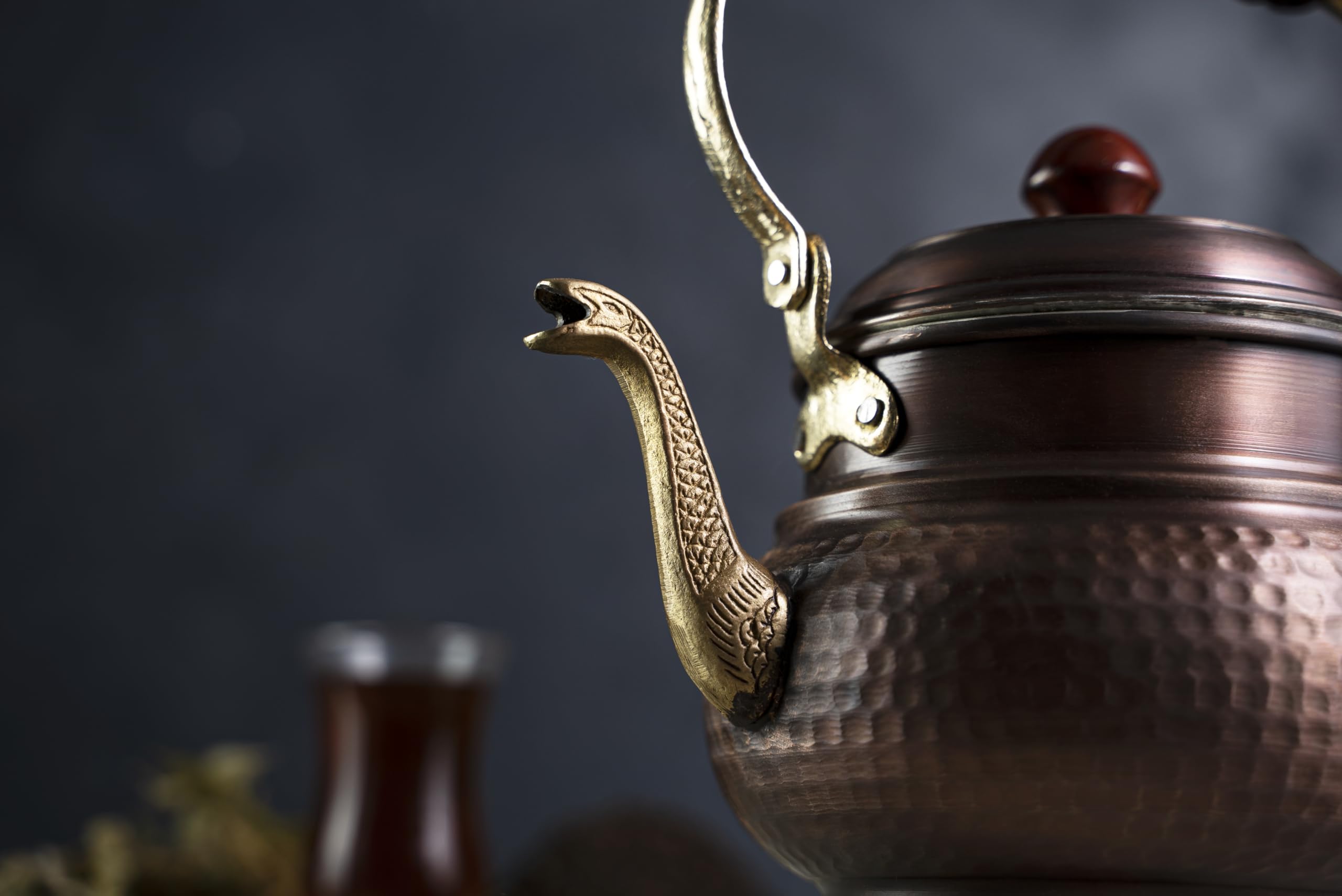 1.6 Quart (1.5 Liter) Solid Copper Stovetop Teapot - 100% Pure Copper Kettle with Dark Patina Finish for Tea Brewing | Perfect for Home Kitchen, Afternoon Tea, and Gift Giving