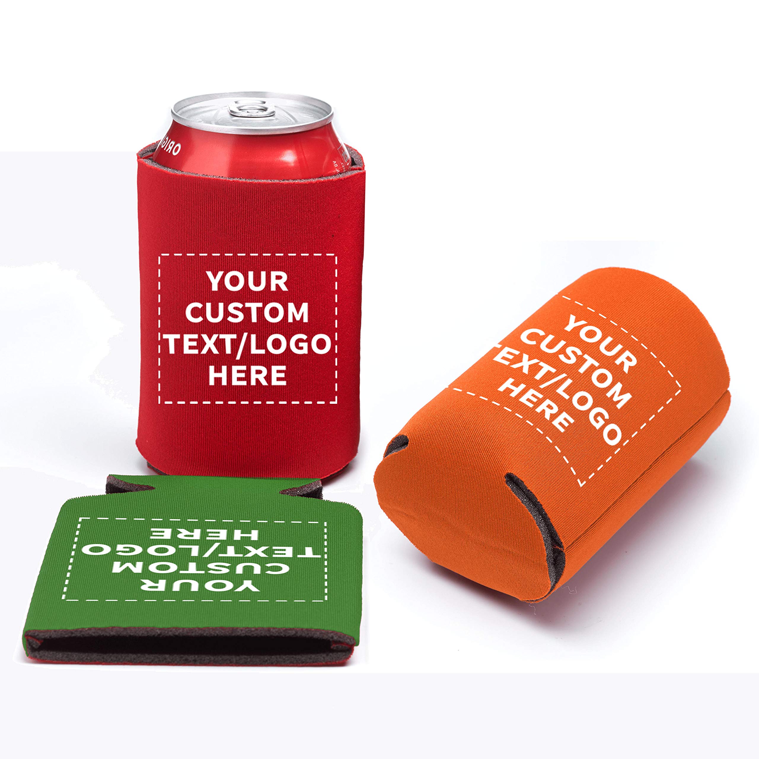 100-Pack Custom Assorted Collapsible Can Coolers - Bulk Personalized Beer & Soda Sleeves - Keep Drinks Cold for Hours - Perfect for Parties, BBQs, Tailgating & Outdoor Events