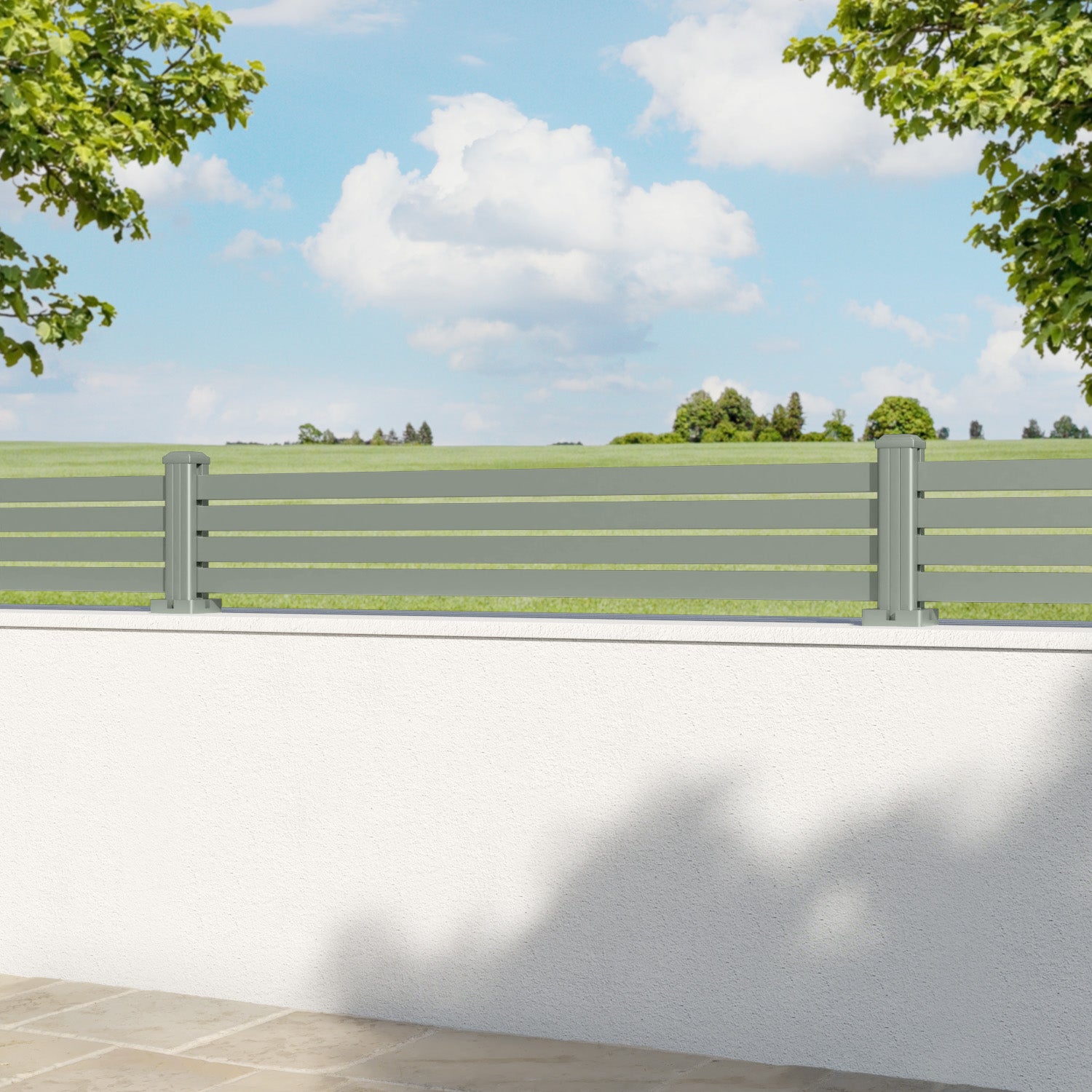Durable Aria Aluminum Fence Panel in Sage Green - Weather-Resistant Garden Fencing with Matching Aluminum Posts for Backyard Privacy and Security