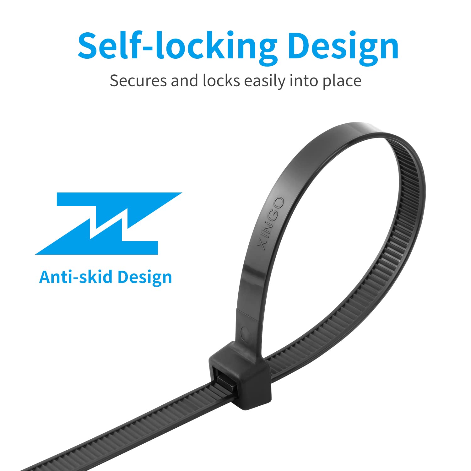 XINGO 31 Inch Heavy Duty Black Nylon Cable Ties - 120 LBS Tensile Strength, Extra Long & Durable Zip Ties for Indoor & Outdoor Use (50 Pack) - Perfect for Organizing Cables, Securing Wires, and DIY Projects