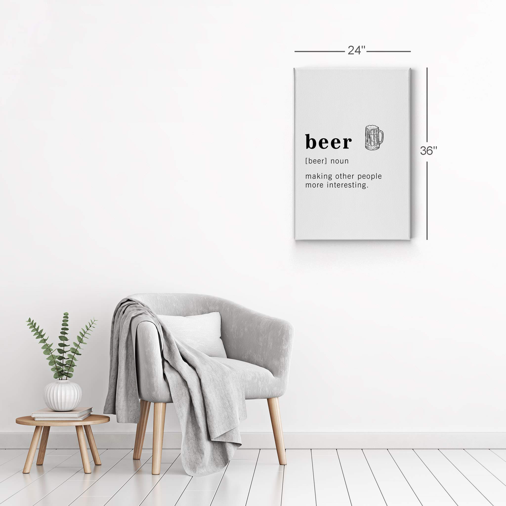 Funny Noun Dictionary Definition of Beer Canvas Print - Inspirational Quote Wall Art for Office, Living Room, Bedroom & Bathroom - Ready to Hang Home Decor Made in USA (36x24) - Perfect for Man Cave, Bar Decor & Gifts for Beer Lovers