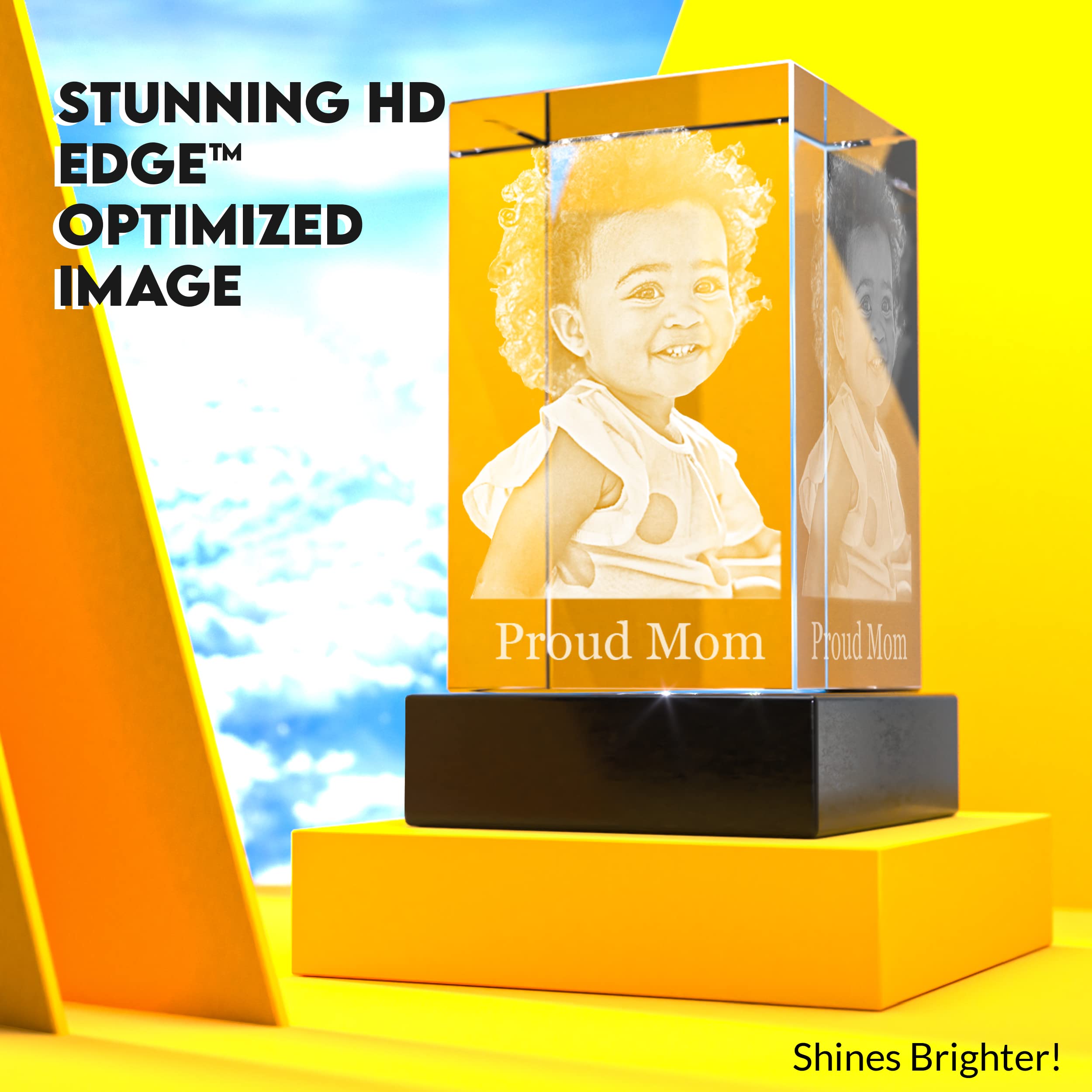 3D Laser Engraved Crystal Photo Gift - Personalized Custom Keepsake for Mom, Dad, Men & Women - Engraved Inside Landscape Crystal with Your Picture - Perfect for Christmas, Anniversary, Wedding & Special Occasions