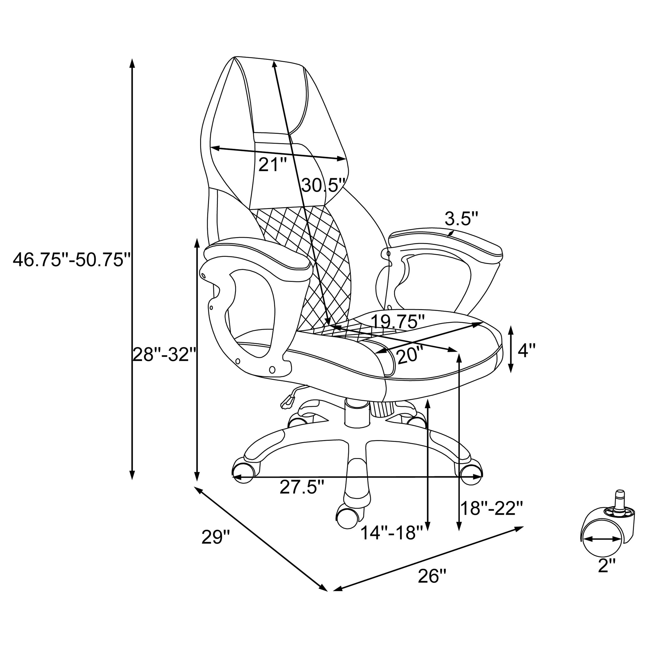Coaster Home Furnishings Bruce Upholstered Adjustable Office Chair - Ergonomic Desk Chair with Lumbar Support, White - Perfect for Home Office, Gaming & Workspace