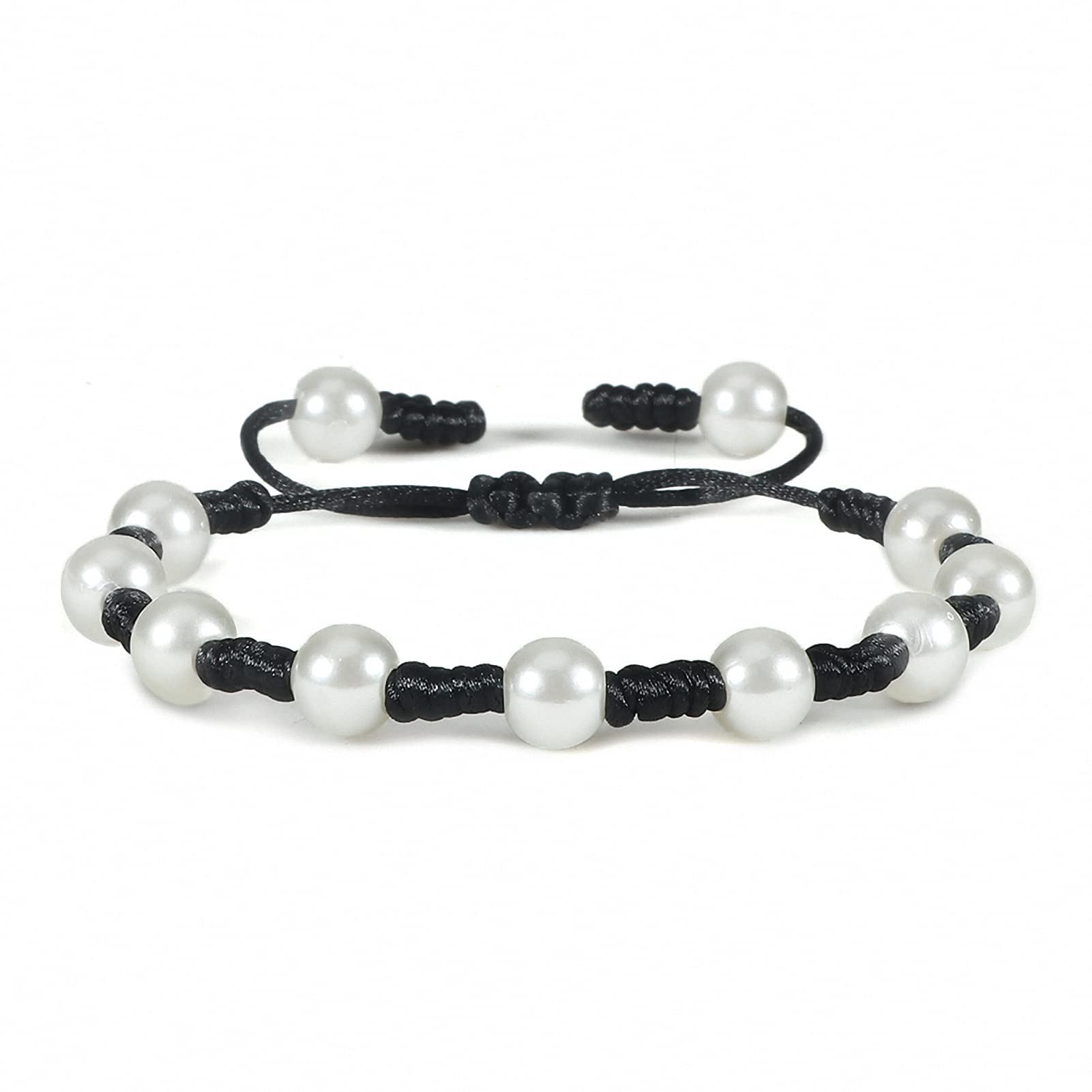 Elegant Adjustable Pearl Beaded Braided Rope Bracelet for Women - Boho Chic Friendship Jewelry Gift for Her (Perfect for Daily Wear, Parties & Special Occasions)