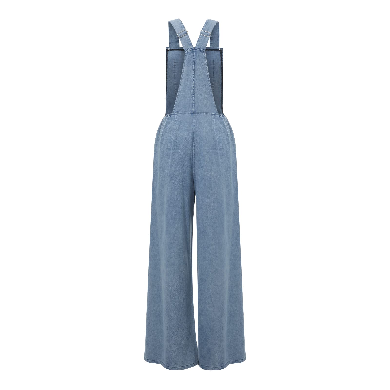 Women's Denim Bib Overalls - Casual Baggy Jumpsuit with Pockets & Wide Leg | Giraropa Solid Overalls for Women | Perfect for Workwear, Street Style & Outdoor Activities