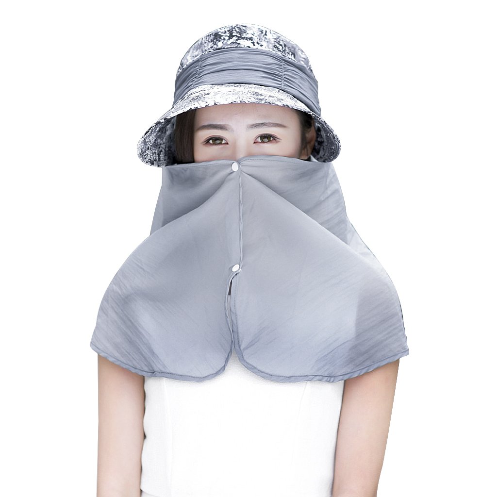 Women's Foldable Wide Brim Sun Hat with Neck Flap - UPF 50+ UV Protection for Fishing, Hiking & Outdoor Activities - Lightweight Travel Sun Visor for Beach, Gardening & Summer Wear