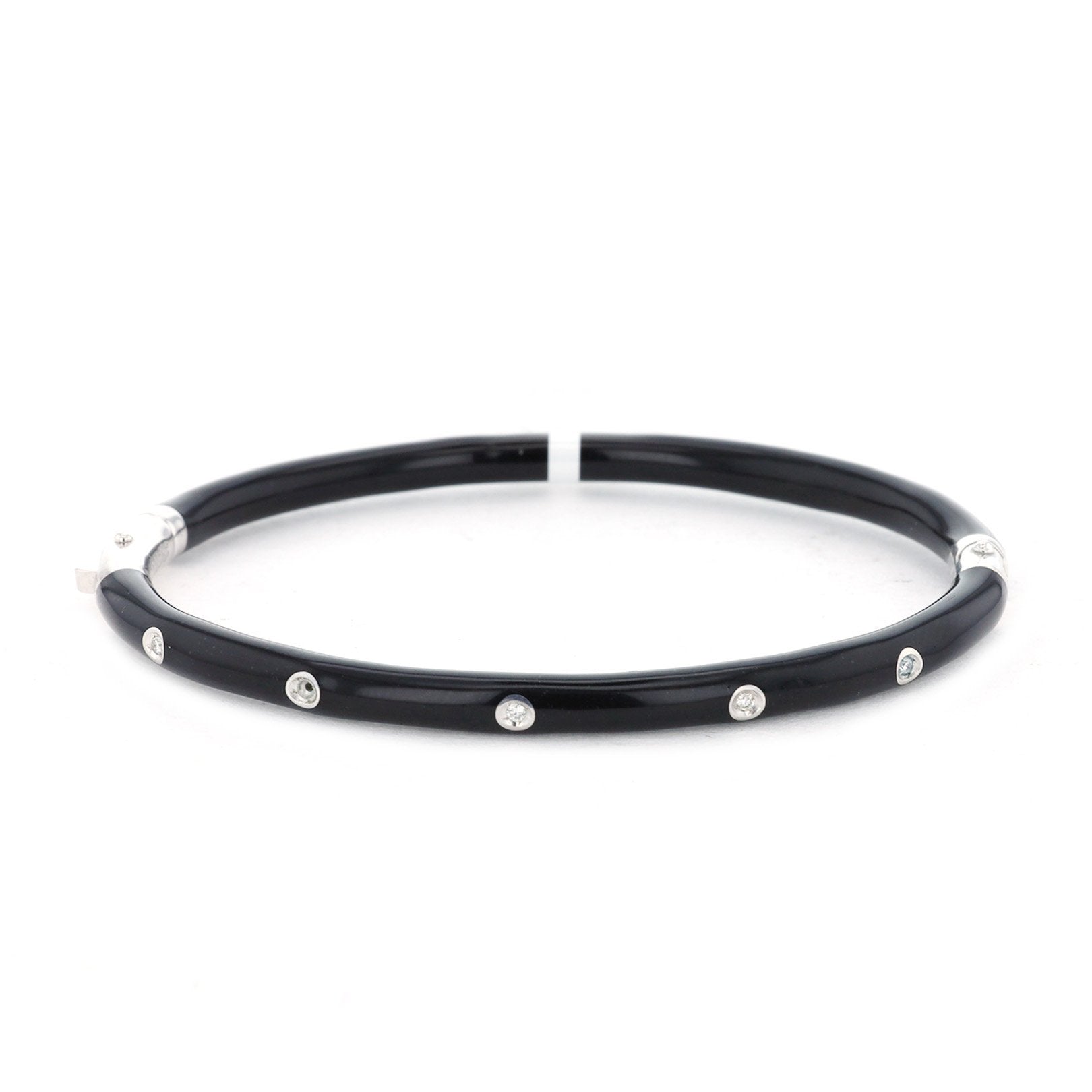 0.10 Carat Diamond Sterling Silver Enamel Bangle Bracelet for Women - Elegant Jewelry Gift for Birthday, Anniversary & Special Occasions