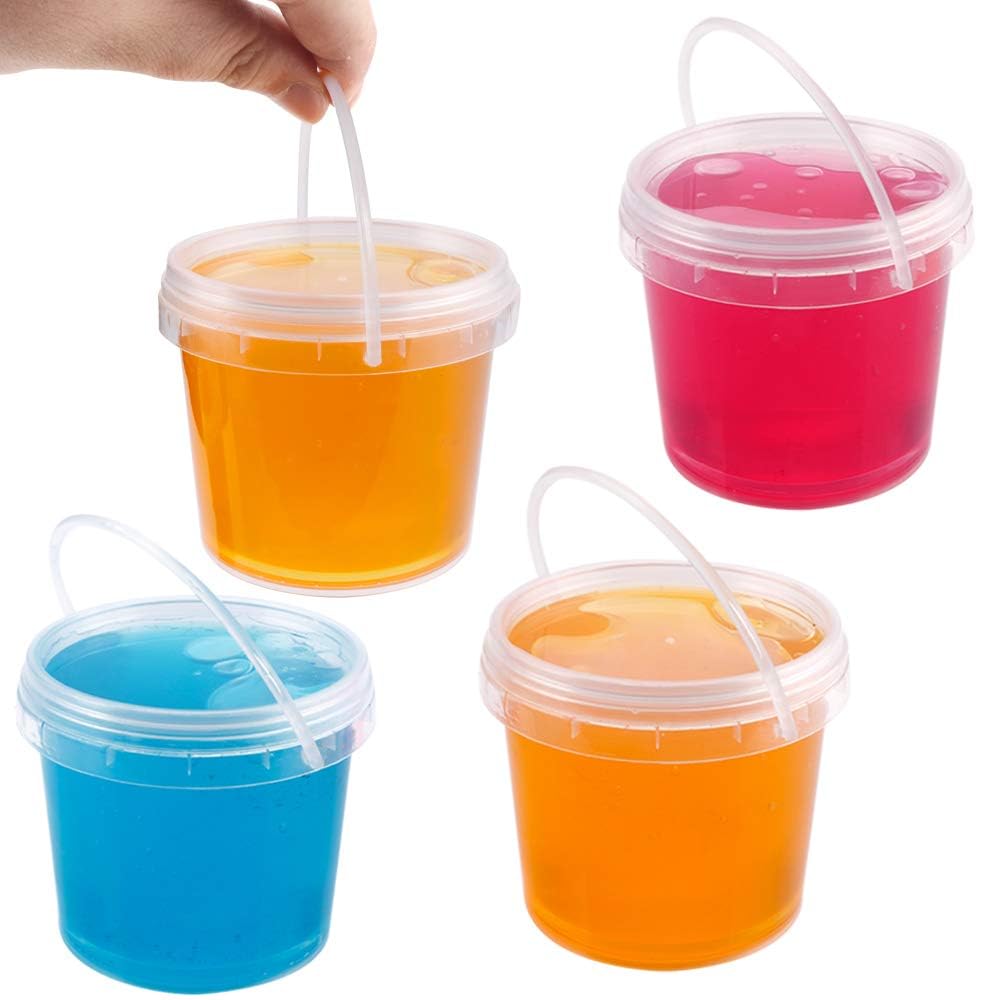 Augshy 15 Pack 8 oz Slime Containers with Lids & Handles - Mini Toy Storage Case for Kids DIY Slime, Play Dough, Crafts & School Supplies Organization