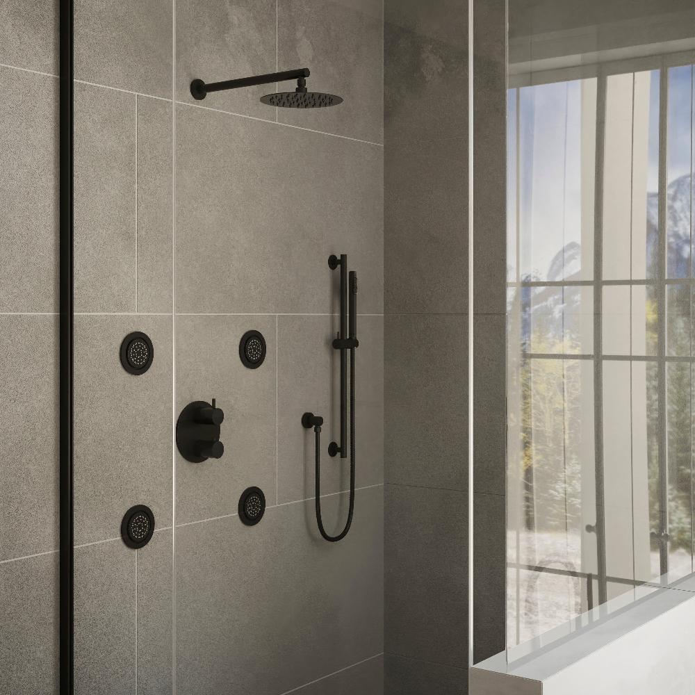 ZLINE Emerald Bay Thermostatic Shower System with Body Jets in Matte Black - Luxury Rainfall Showerhead & Handheld Sprayer for Spa-Like Bathroom Experience (EMBY SHS T3 MB) - Perfect for Master Bathrooms & Modern Home Renovations