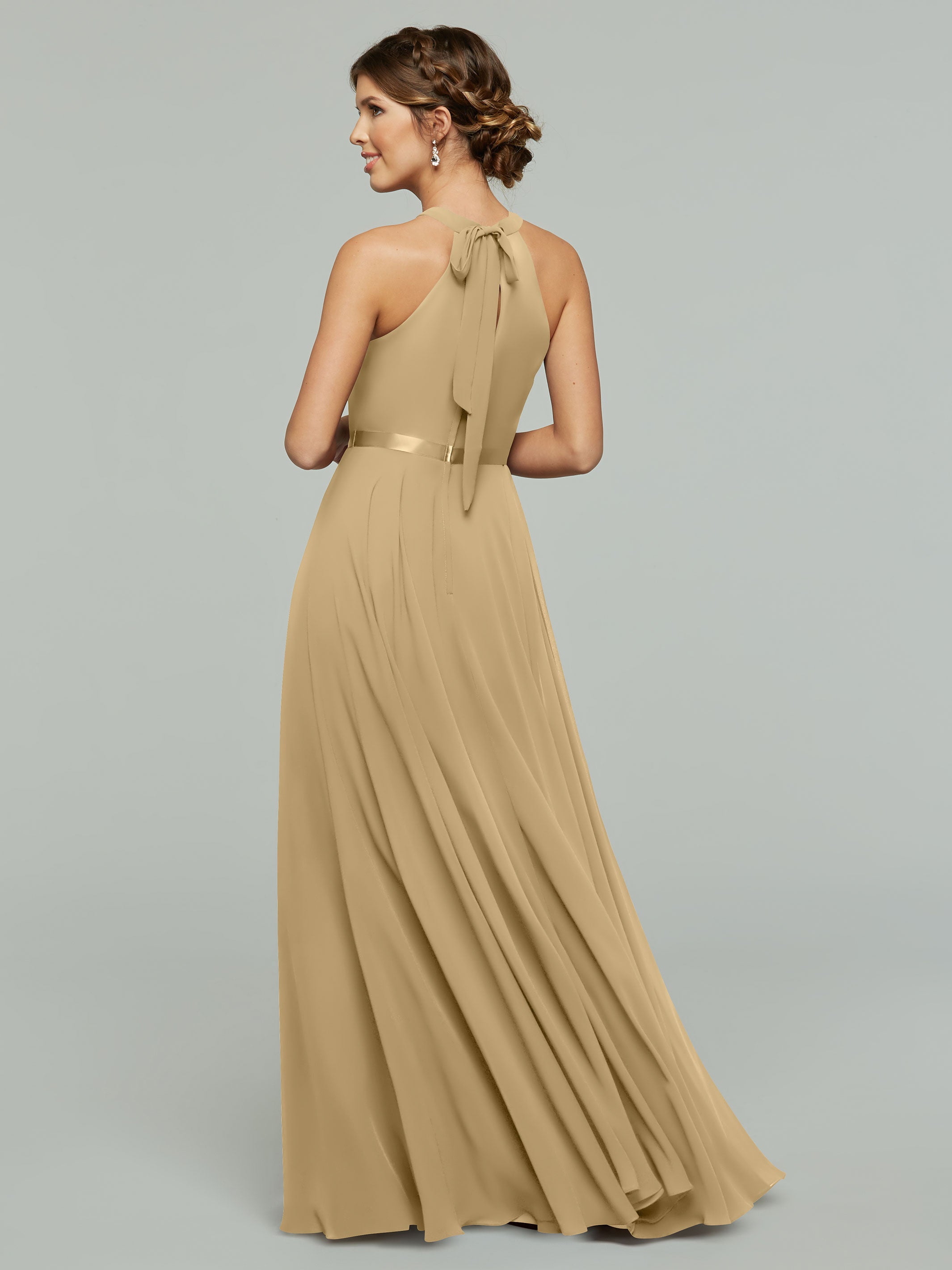 Elegant A-Line Chiffon Bridesmaid Dress with Halter Neckline - Perfect for Weddings, Formal Events & Special Occasions
